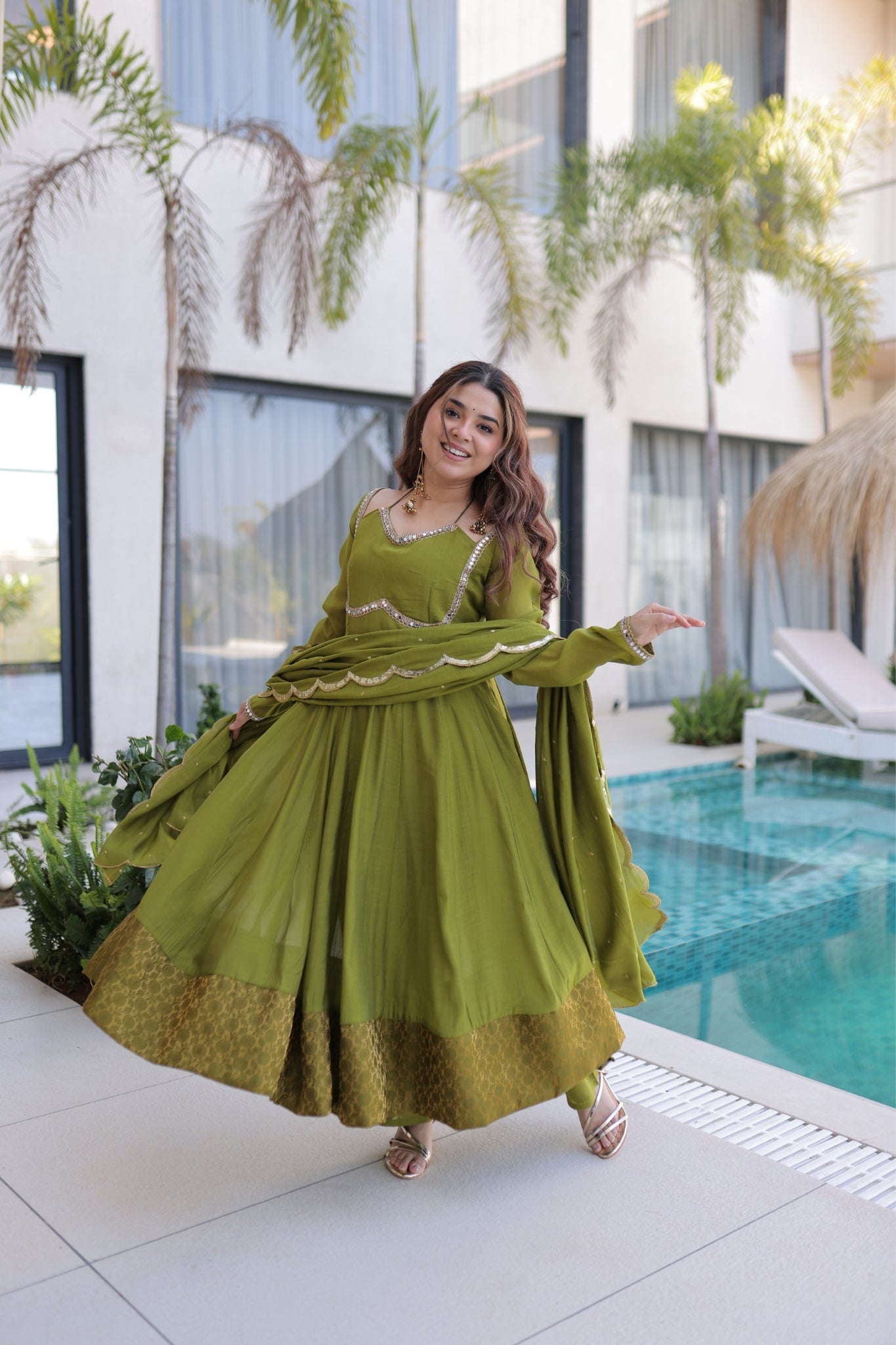 Premium Flared Anarkali Set with Dupatta