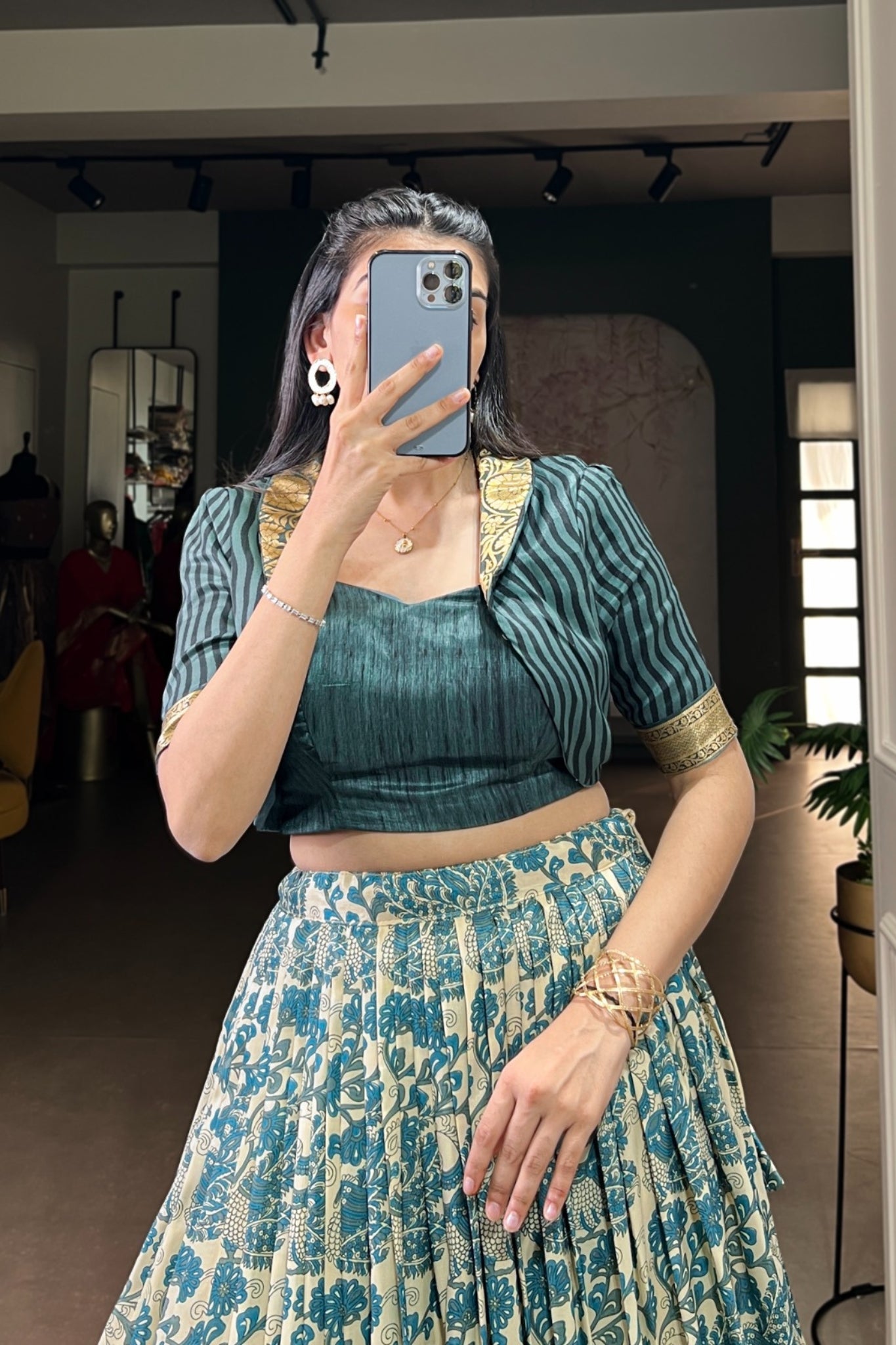 Handcrafted Tasar Silk Printed With Viscose Border Lehenga Choli