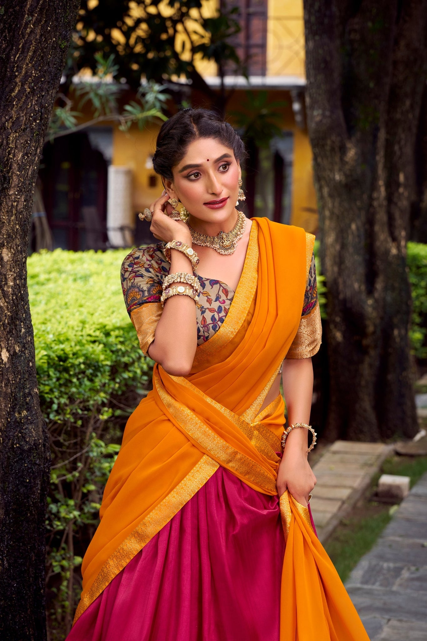 Aastha Silk South Indian Wedding Lehenga Choli With Zari Weaving And Georgette Dupatta