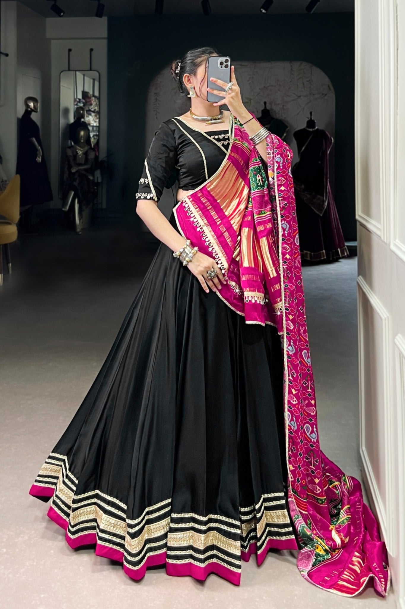 Silk Georgette Traditional Designer Lehenga Choli With Stunning Gaji Silk Dupatta Set