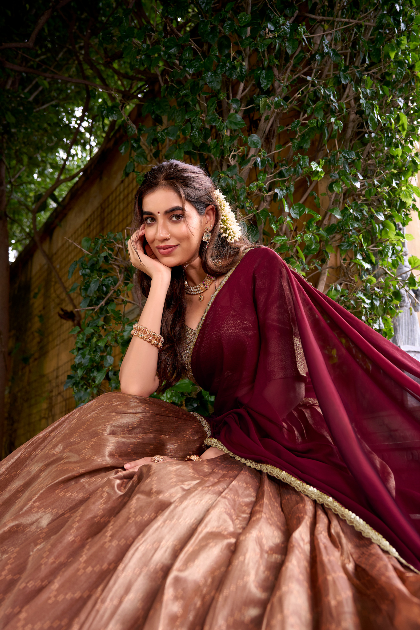 Luxury Dupion Silk Zari Weaving Lehenga Set with Dupatta