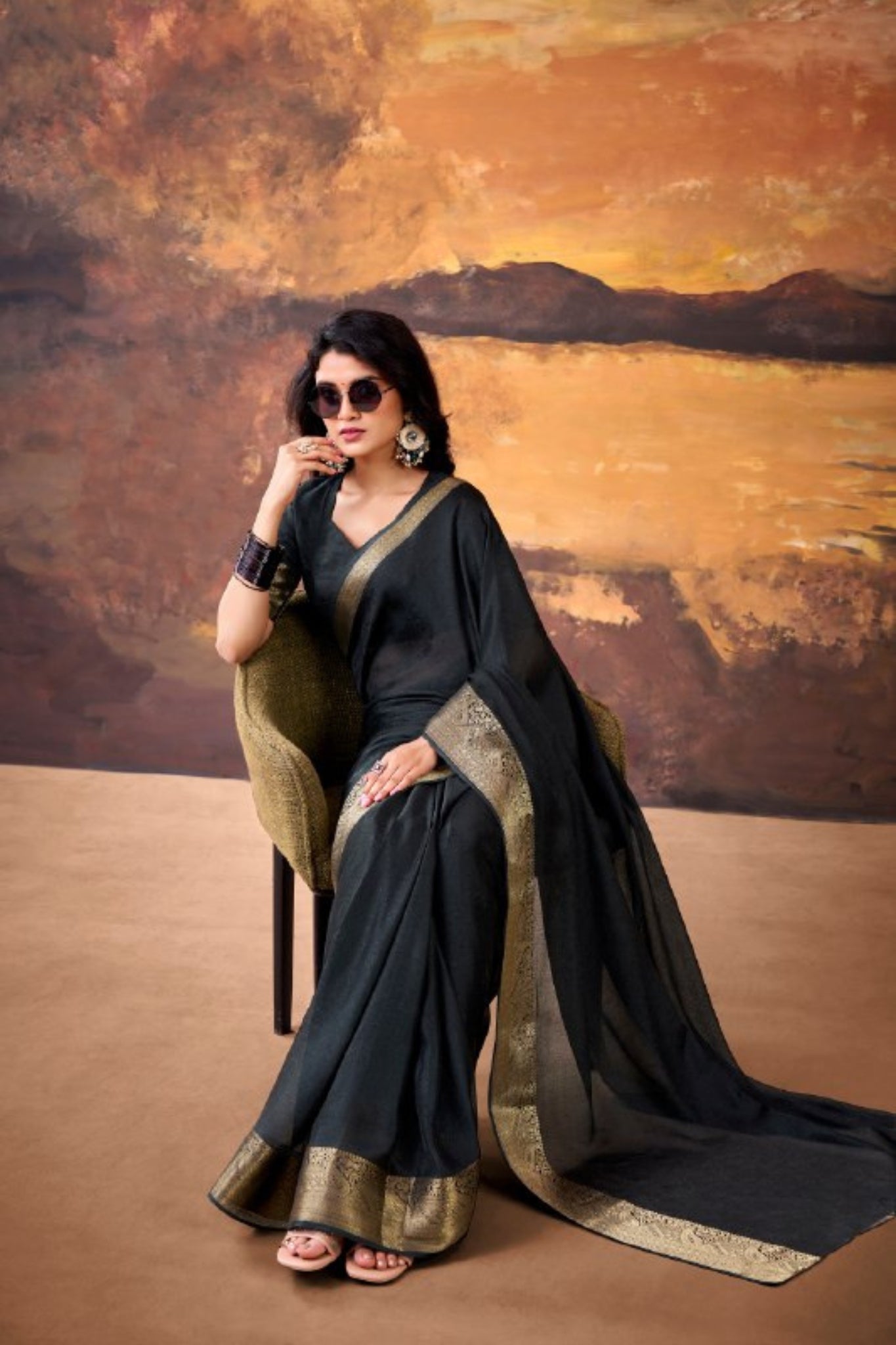 Soft Marsh Mello Saree With Elegant Woven Border