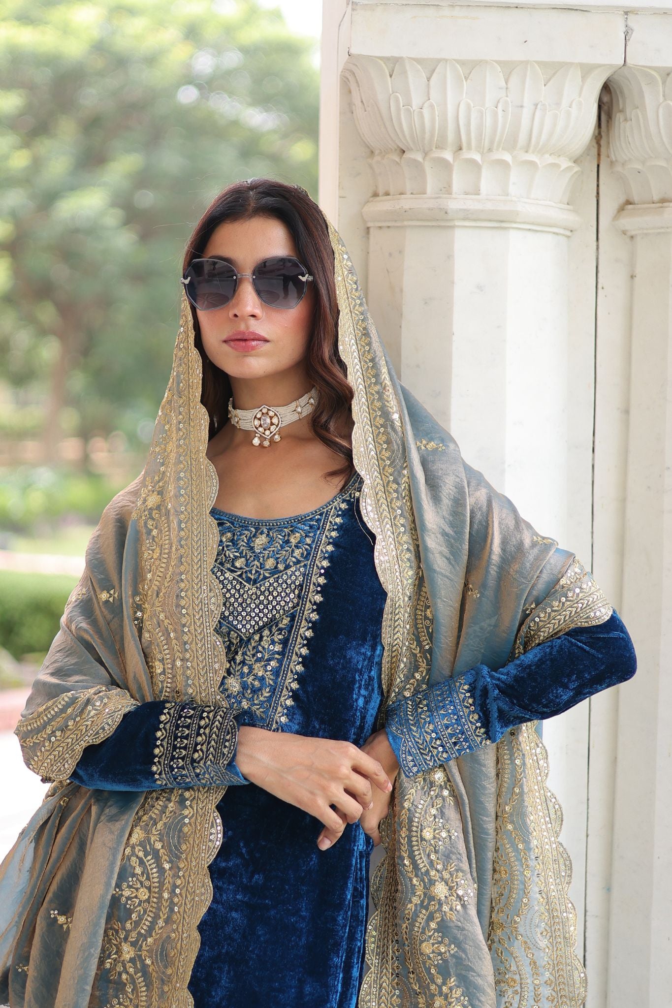 Eid Exclusive Velvet Sequin Embroidered Outfit – Shine In Festive Luxury