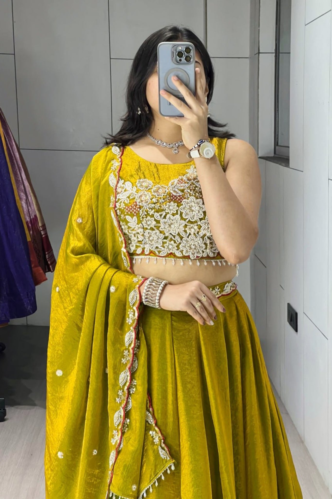 Luxury Antique Beads Work Lehenga Choli With Designer Scallop Blouse And Elegant Dupatta