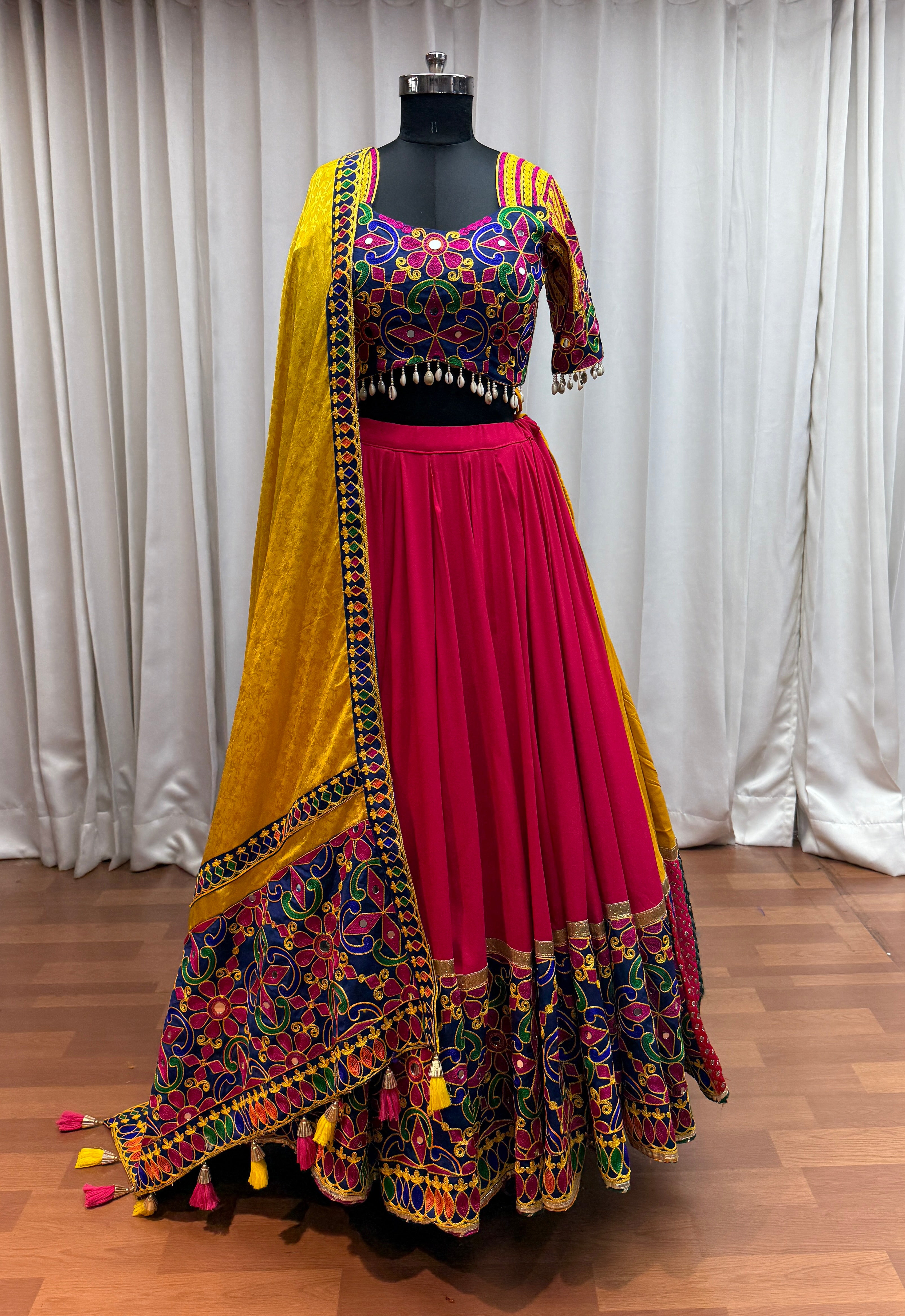 Multi Color Elegant Designer Navratri Stylish Viscose Cotton Lehenga Choli