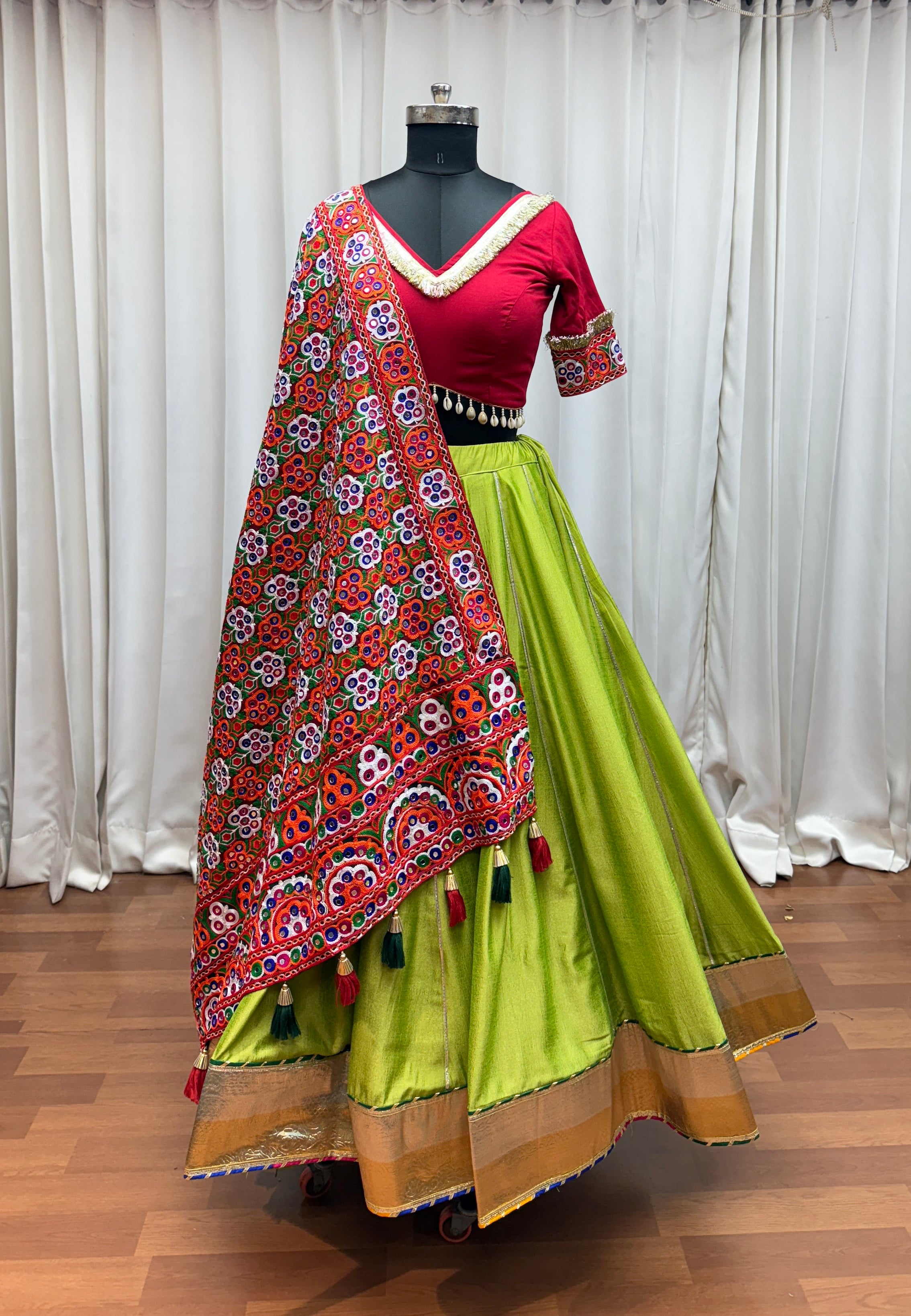 Fluorescent Green Stylish Designer Navratri Special Lehenga Choli