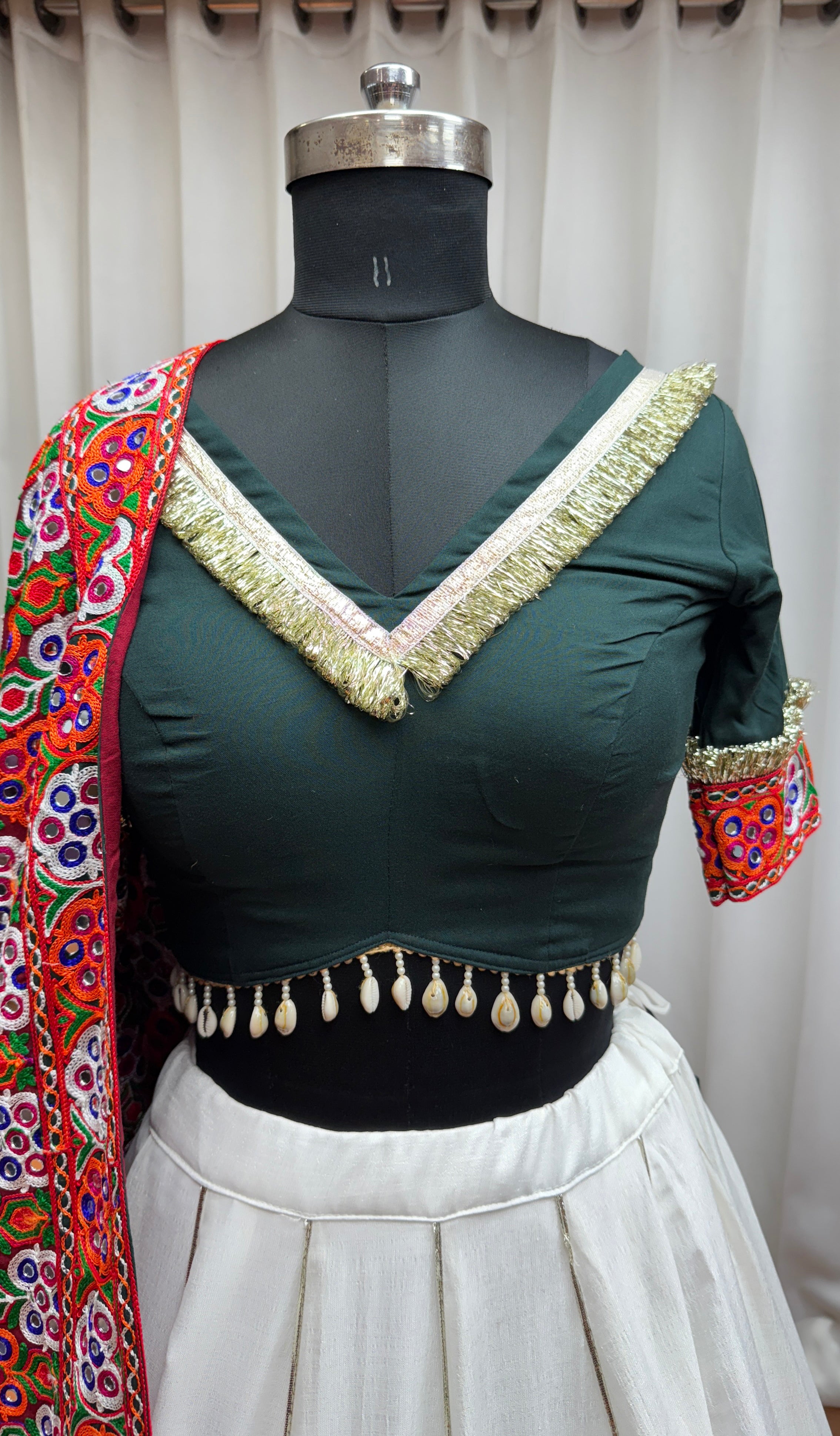 Beautiful White Designer Silk Navratri Special Lehenga Choli Set