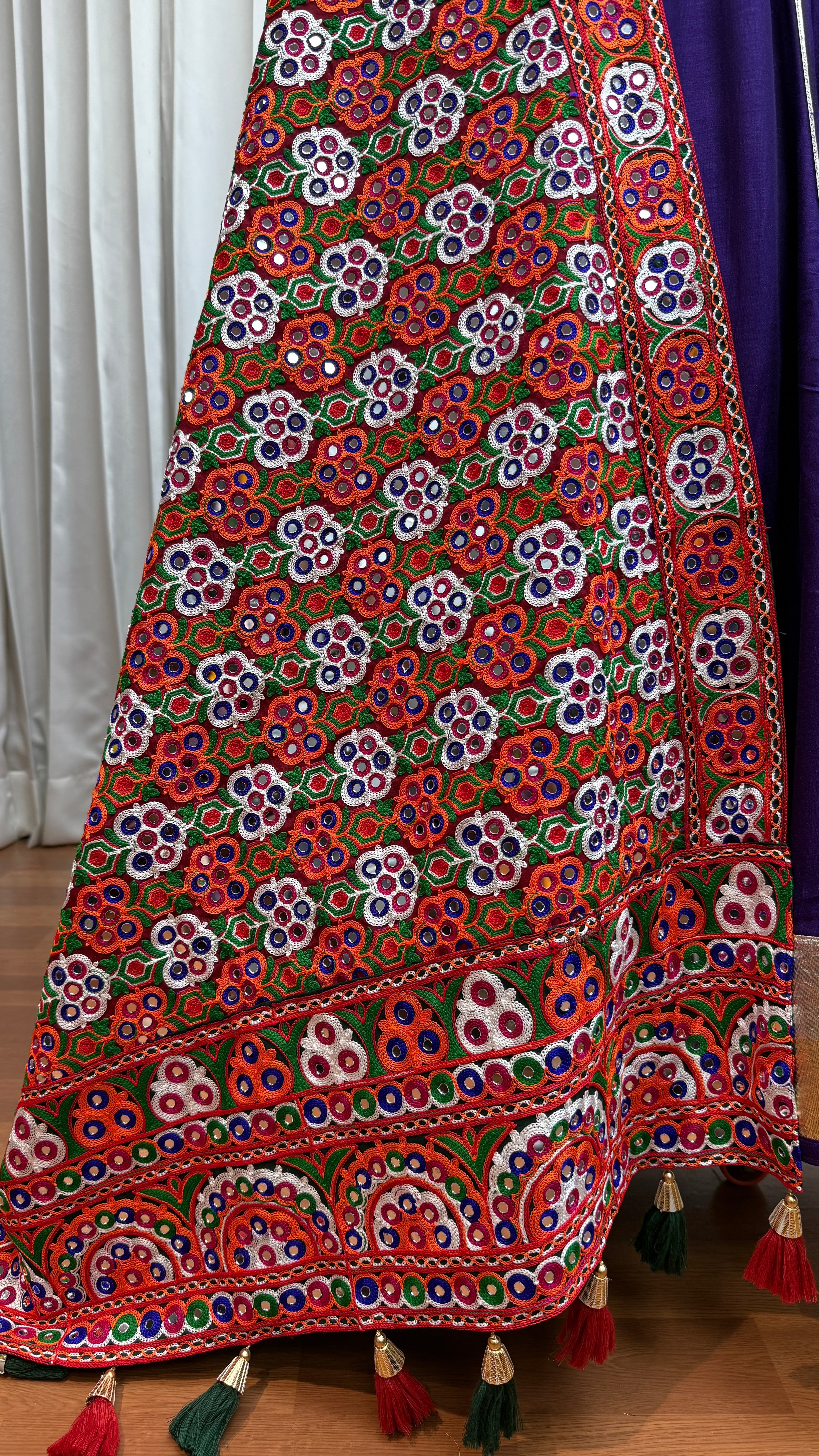 Purple Silk Tread Embroidered Designer Navratri Chaniya Choli Set