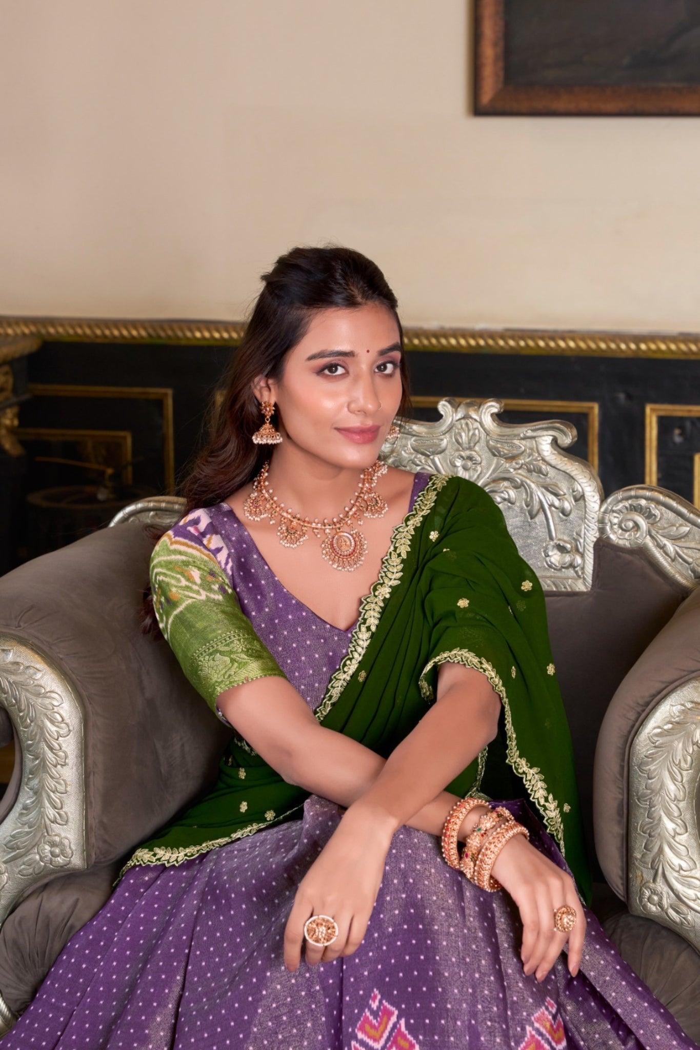 Kanchipuram Silk Lehenga Set With Zari Weaving & Georgette Dupatta