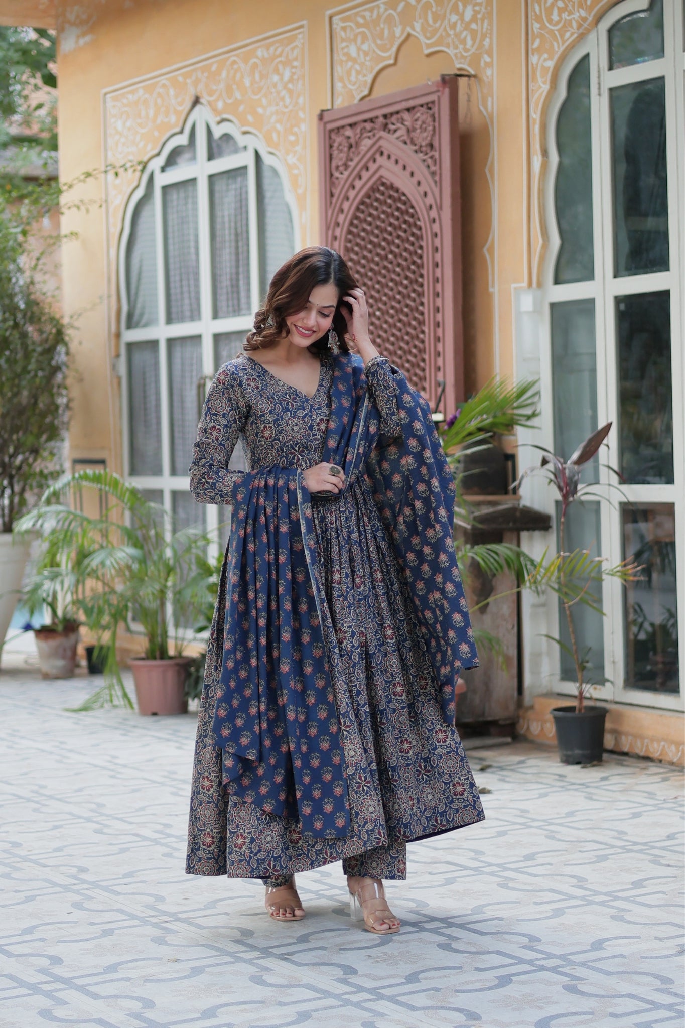 Pure Cotton Printed Designer Anarkali Flared Suit Set