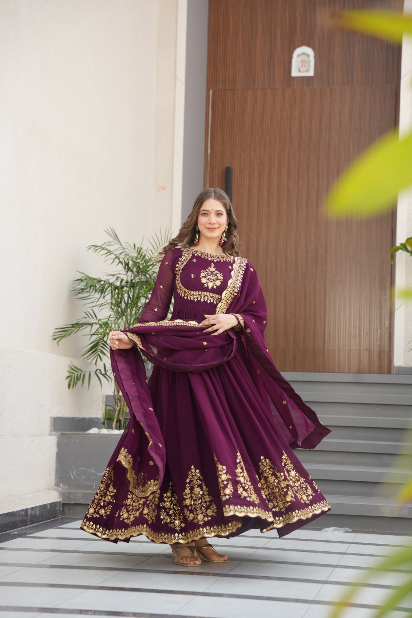 Georgette Tread Sequins Embordered Anarkali Suit
