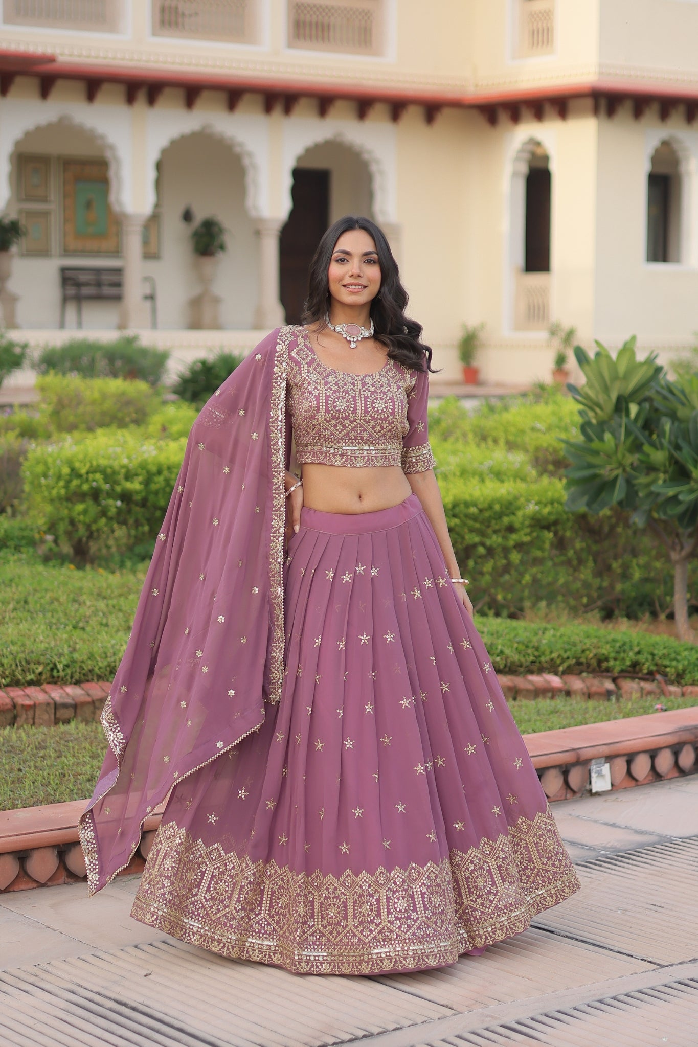 Designer Sequins Embroidered Lehenga Choli For Weddings And Festive Wear
