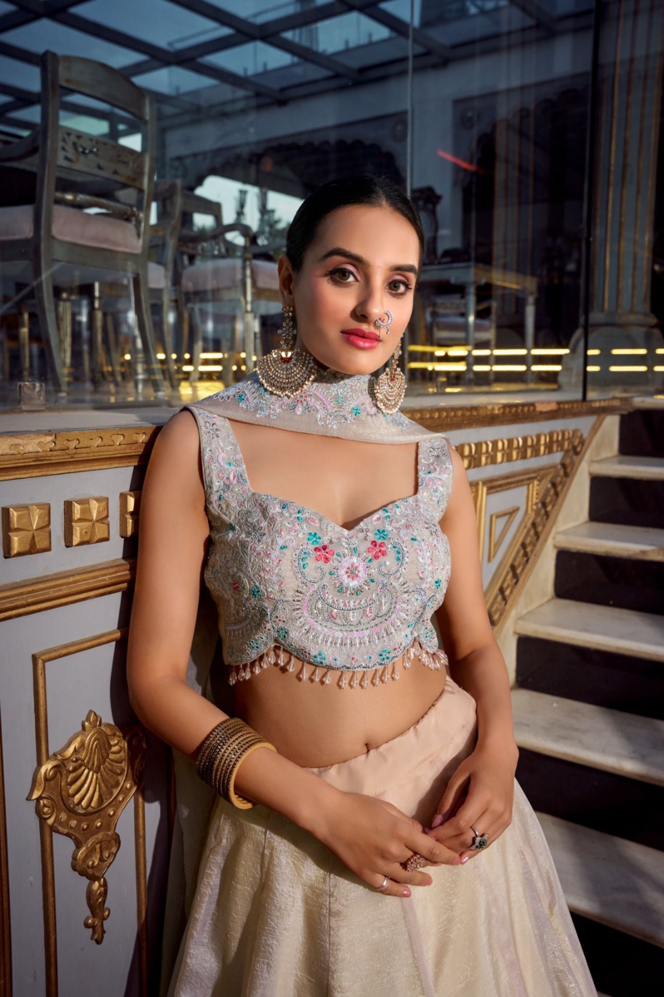 Elegant Sequins Embroidery With Jarkan Diamond Work Designer Lehenga Choli