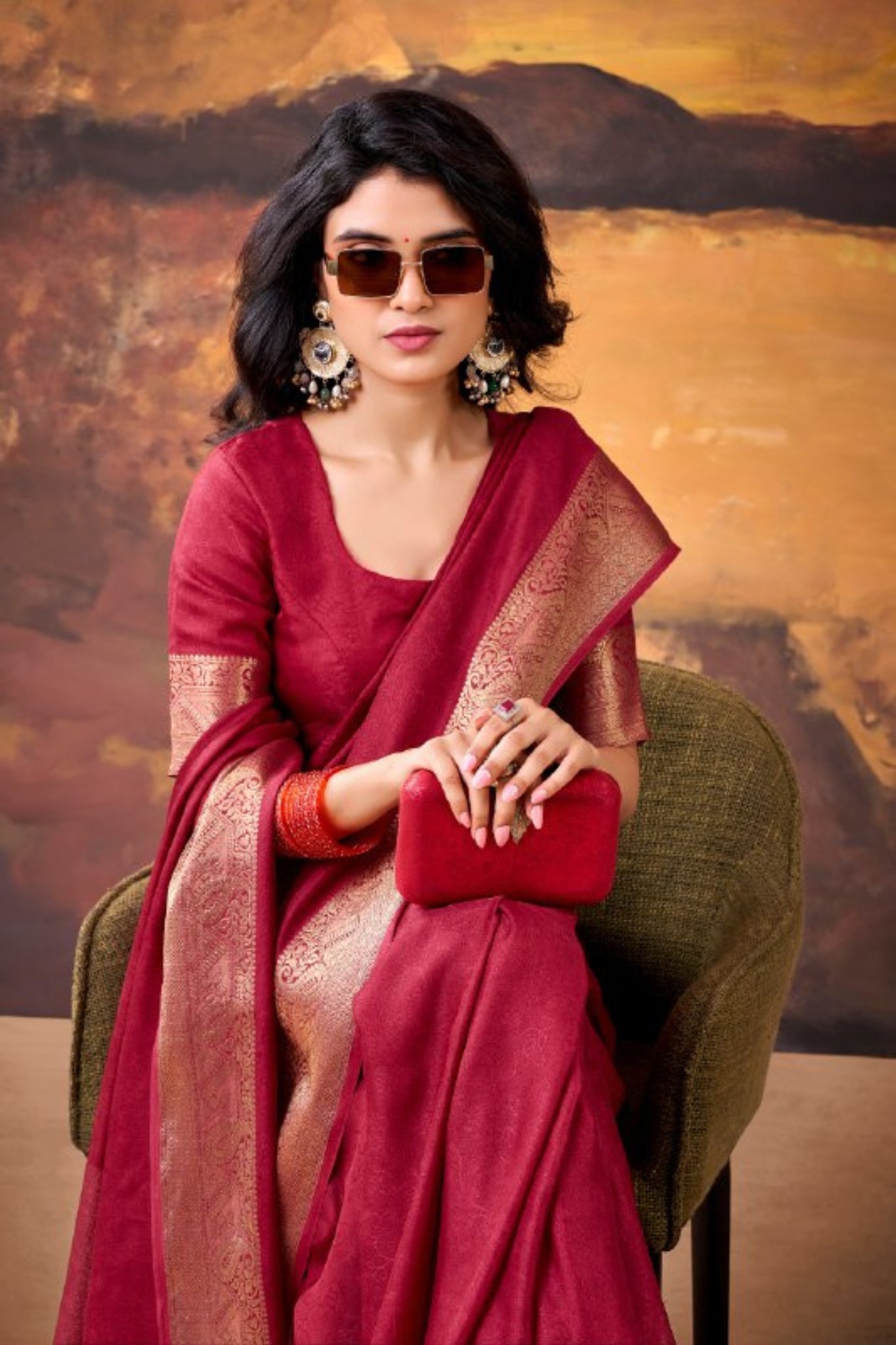 Soft Marsh Mello Saree With Elegant Woven Border