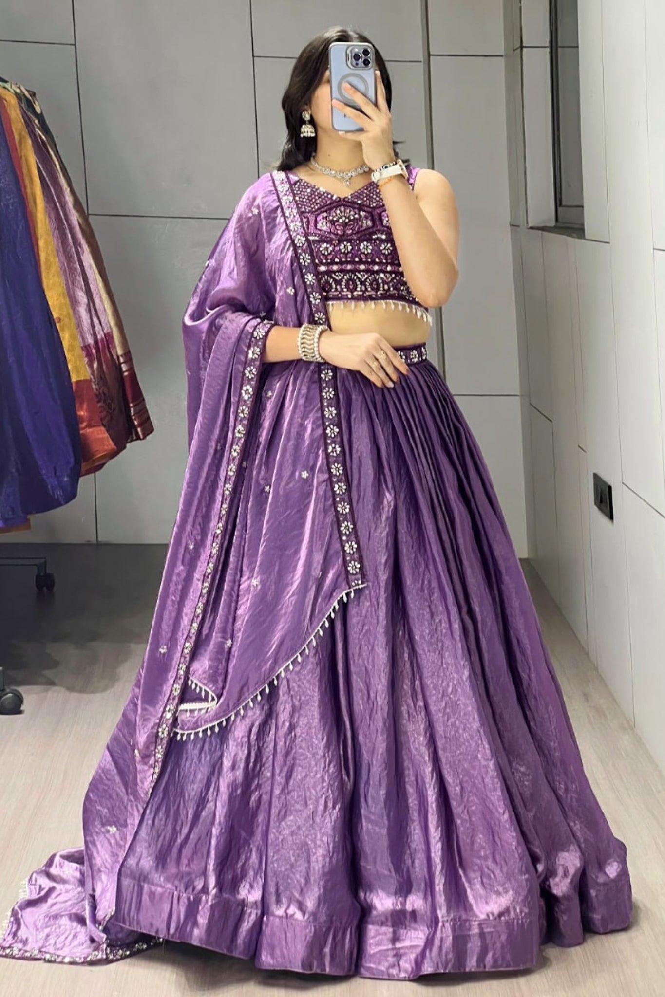 Luxury Antique Beads Work Lehenga Choli With Designer Scallop Blouse And Elegant Dupatta