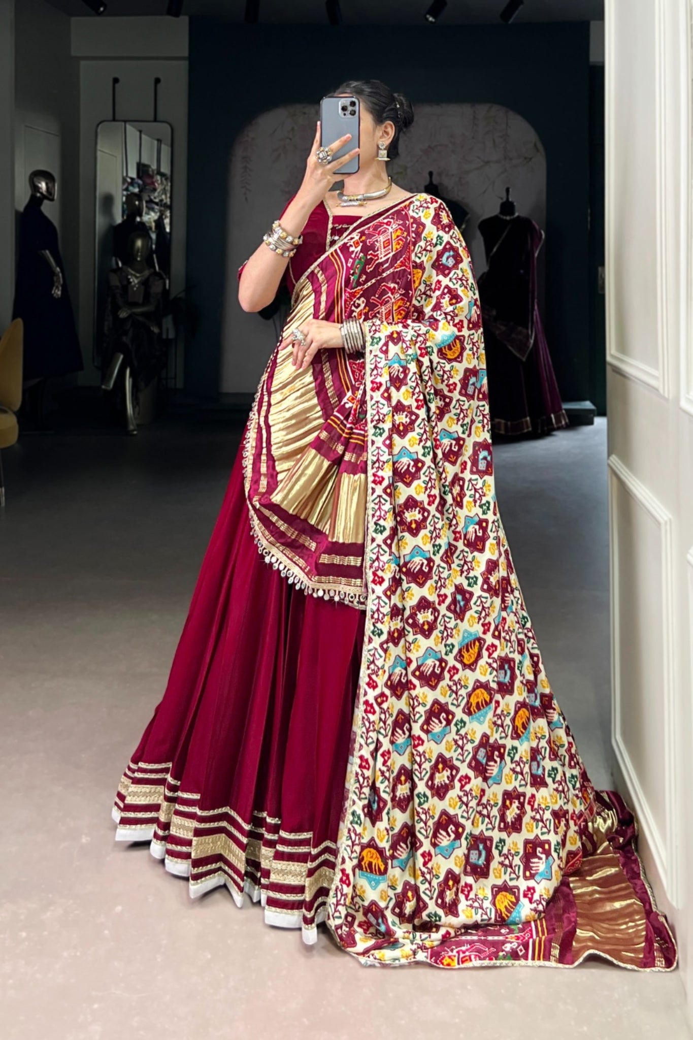 Silk Georgette Traditional Designer Lehenga Choli With Stunning Gaji Silk Dupatta Set