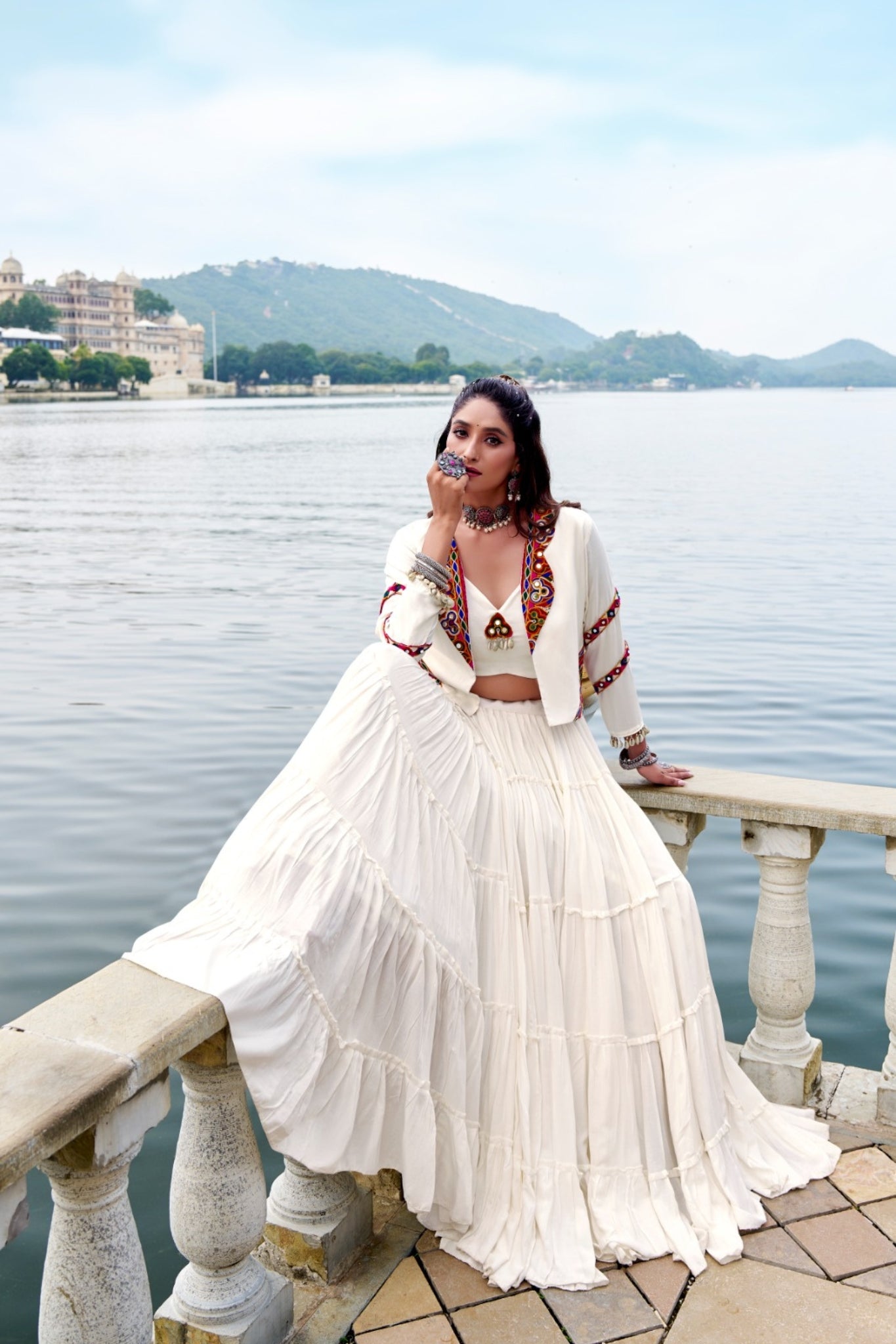 Pure Rayon Mirror Gamthi Work Navratri Lehenga Choli Set