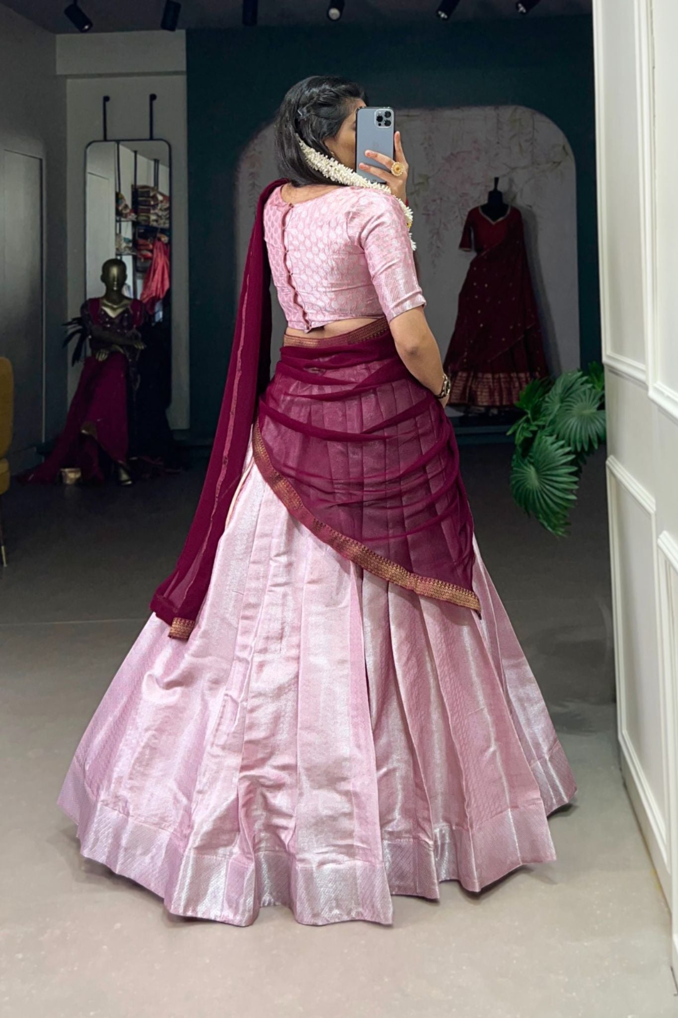 Lavender Jacquard Silk Traditional Lehenga Choli