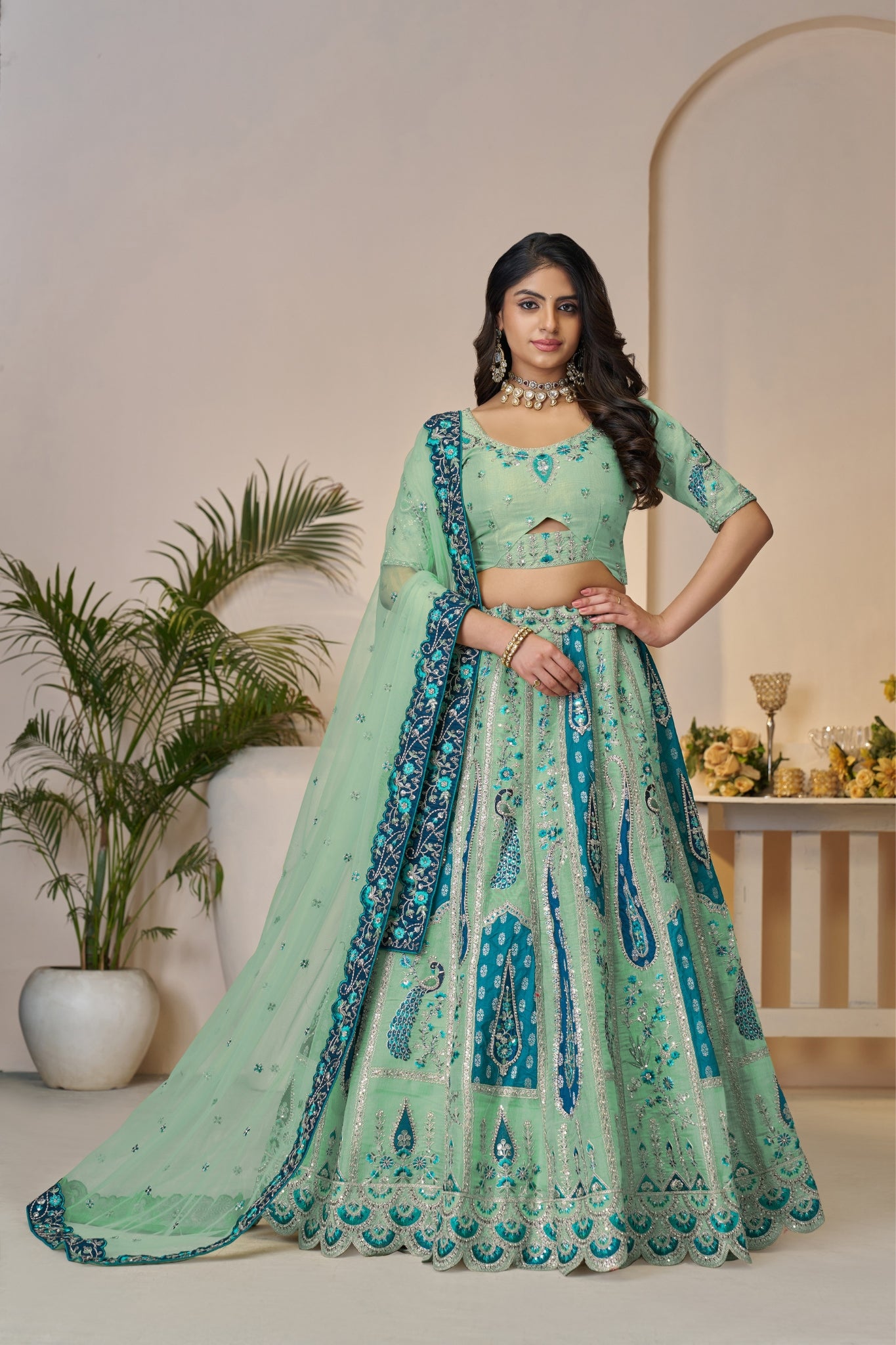 Perfect Wedding Designer Banarasi Silk Lehenga Choli Set