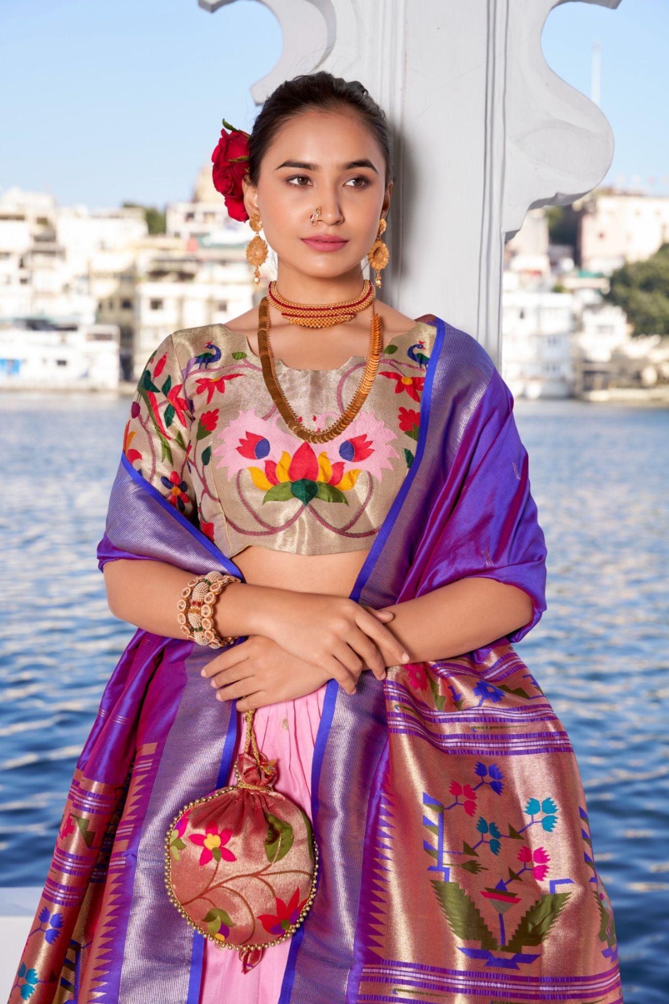 Jacquard Silk Designer Weaving Zari Work Paithani Lehenga Set