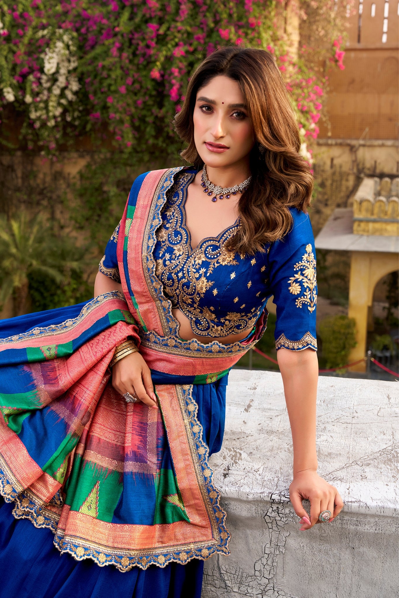 Elegant Vichitra Silk Embroidery Lehenga Choli