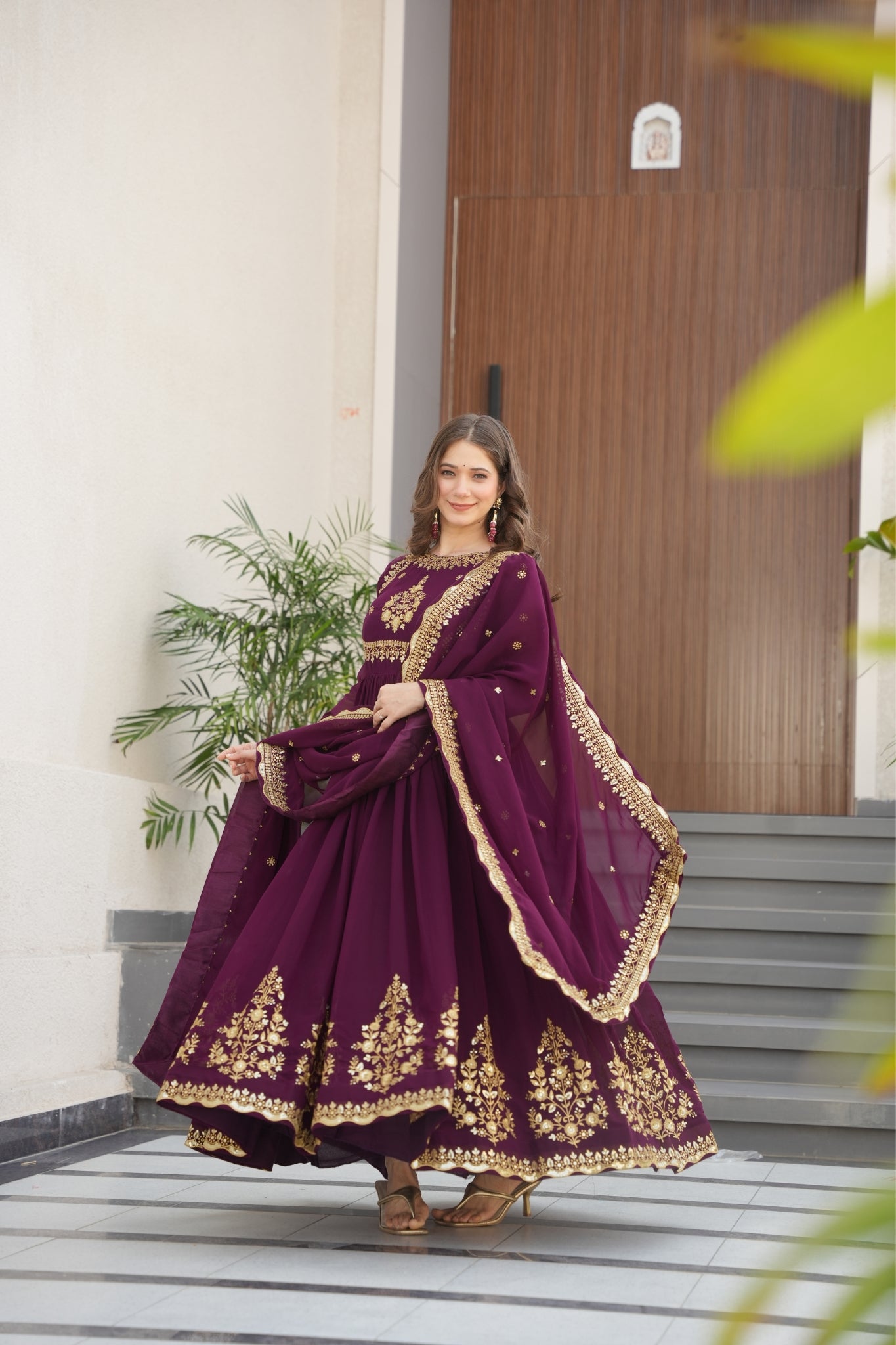 Georgette Tread Sequins Embordered Anarkali Suit