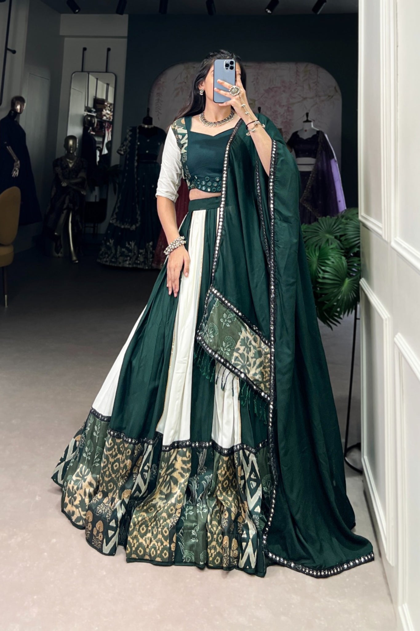 Pure Rayon Printed Gota Patti Touch Up Mirror Work Designer Lehenga Choli