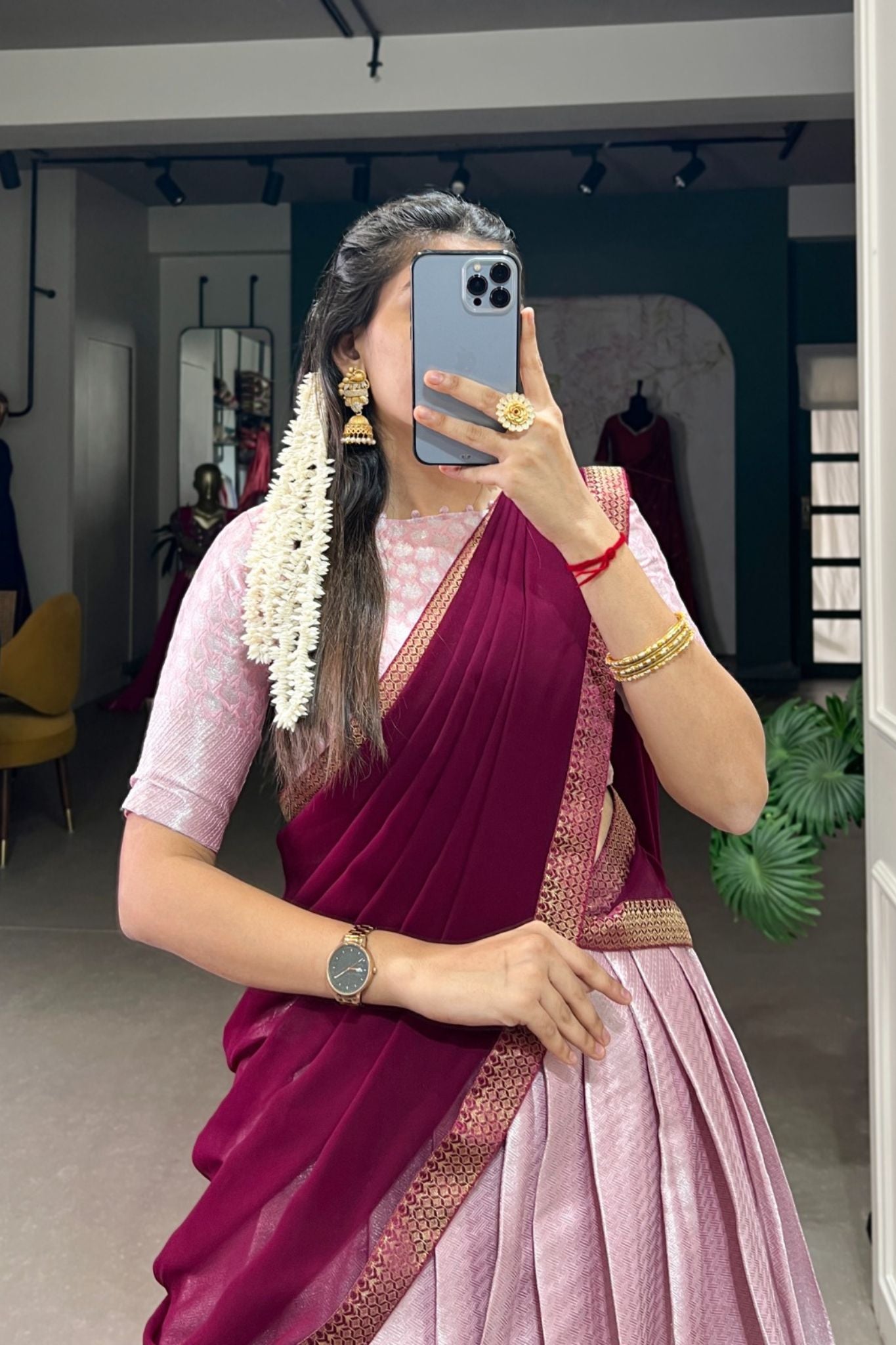 Lavender Jacquard Silk Traditional Lehenga Choli