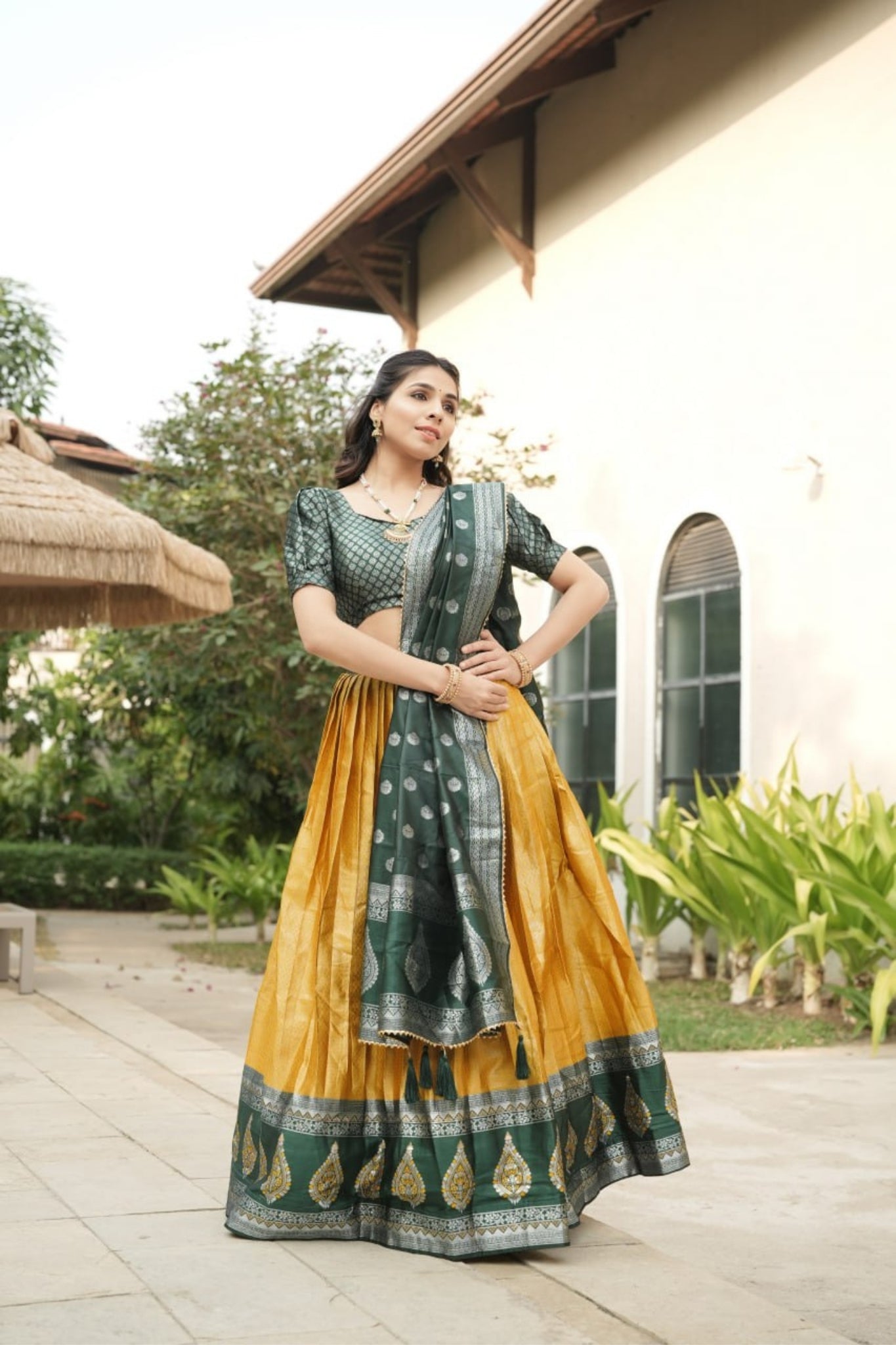 Royal Banarasi Silk Lehenga Choli With Contrast Dupatta For Wedding And Festive Wear