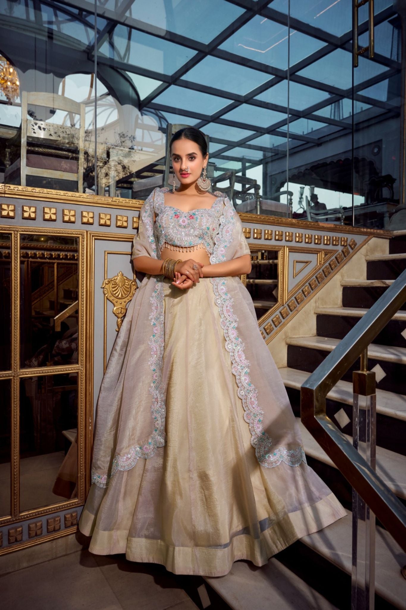 Elegant Sequins Embroidery With Jarkan Diamond Work Designer Lehenga Choli