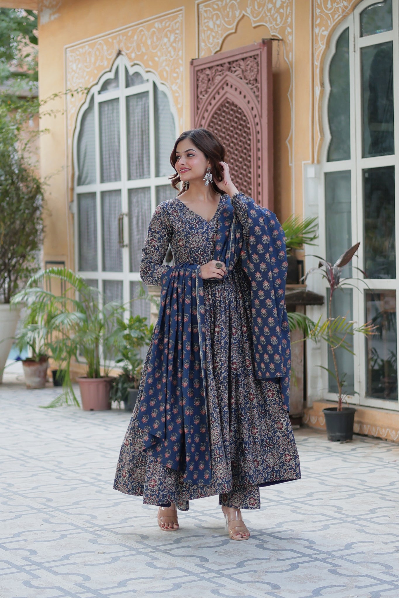 Pure Cotton Printed Designer Anarkali Flared Suit Set