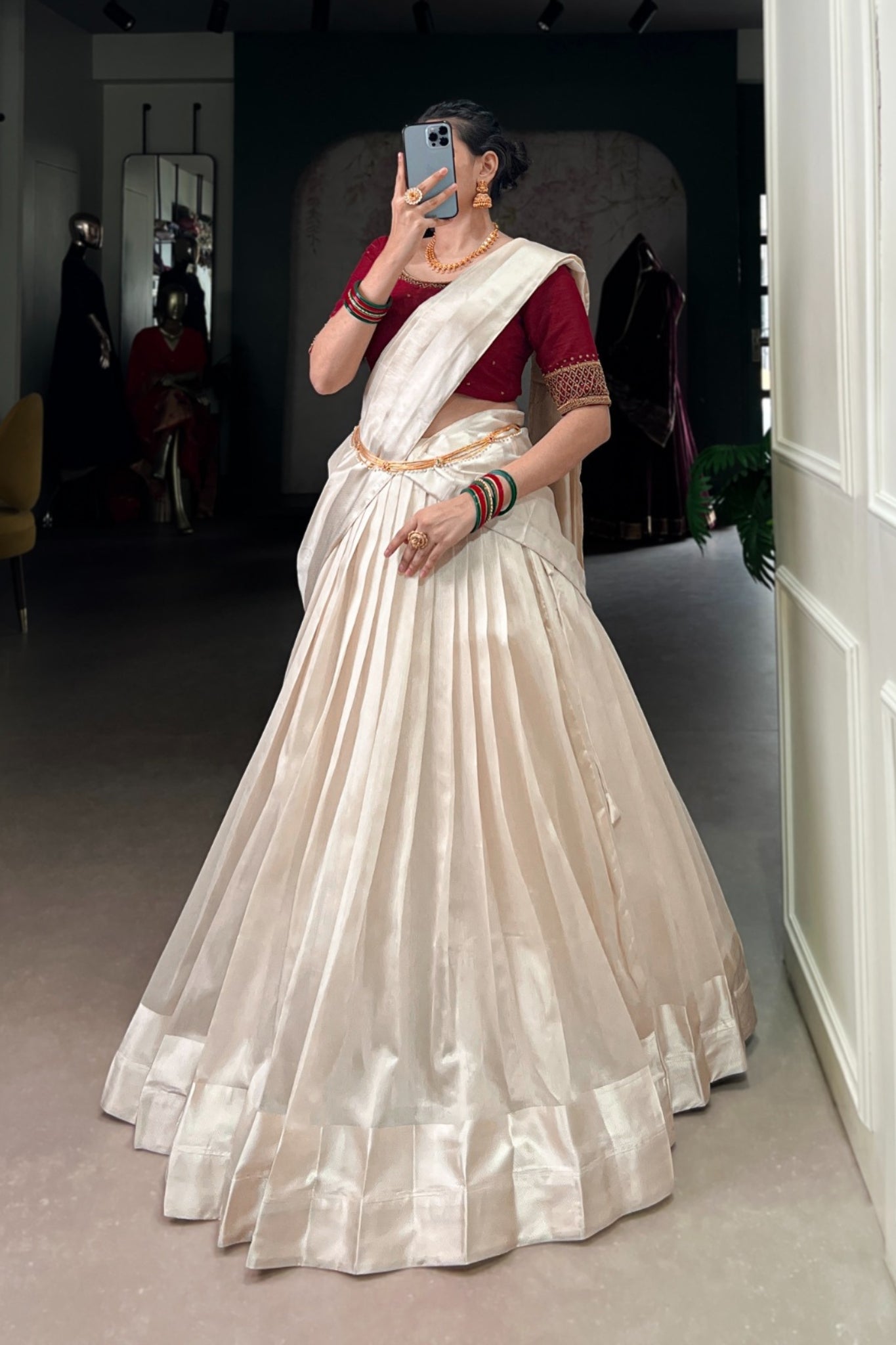 Designer Onam Special Lehenga Choli With Bead & Viscose Work