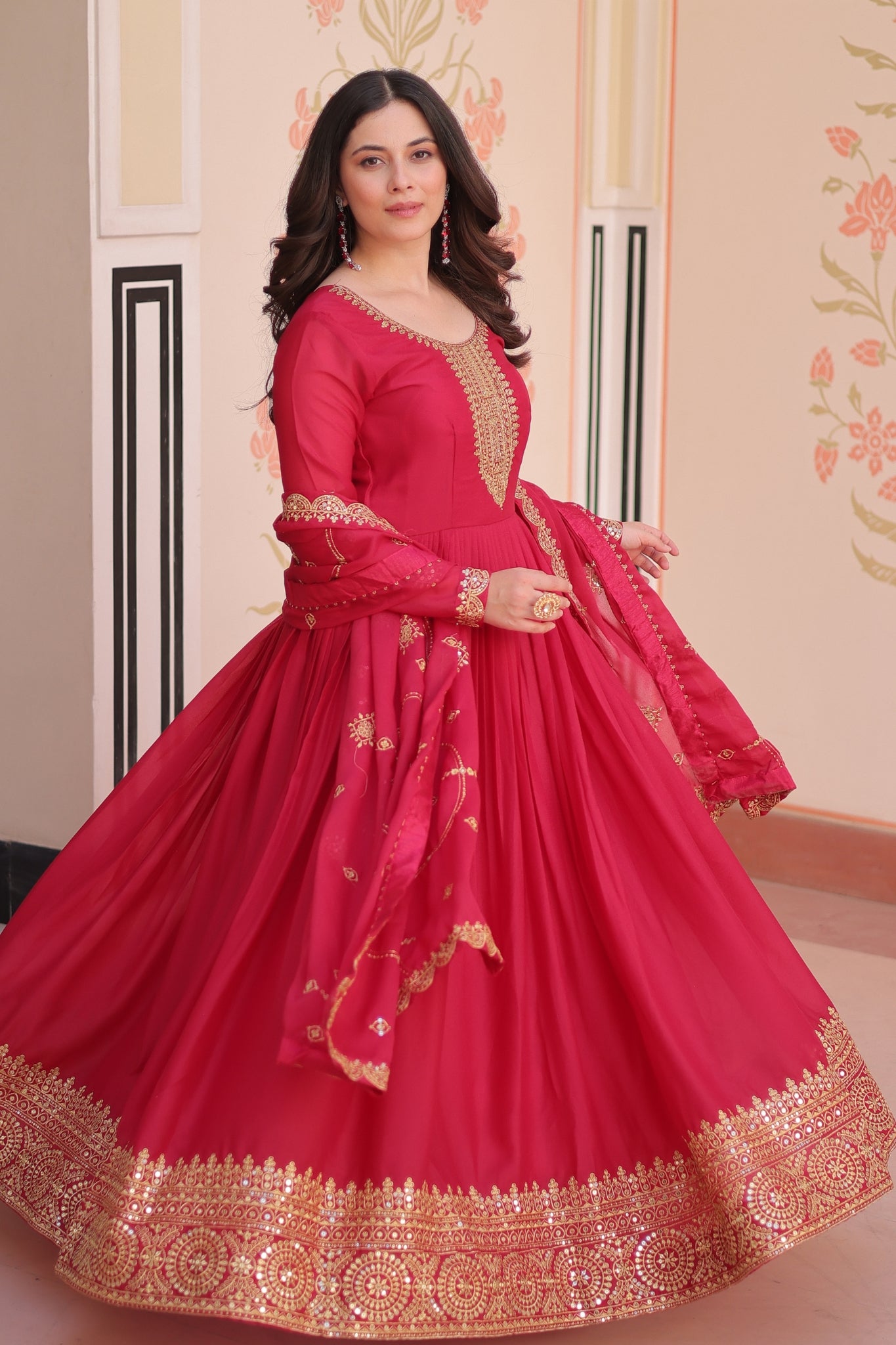 Designer Gown With Zari Sequins Elegance