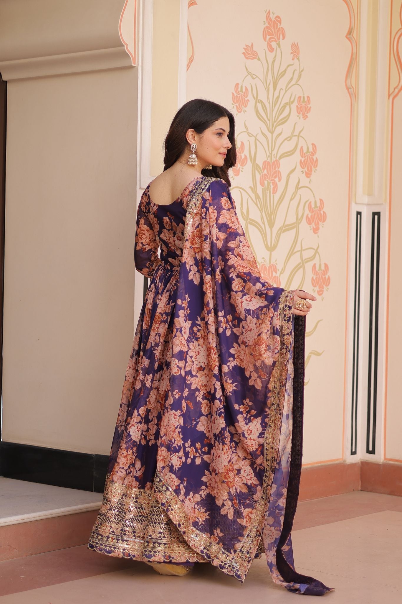 Elegance Digital Printed Embroidered Work Beautifully Gown With Dupatta