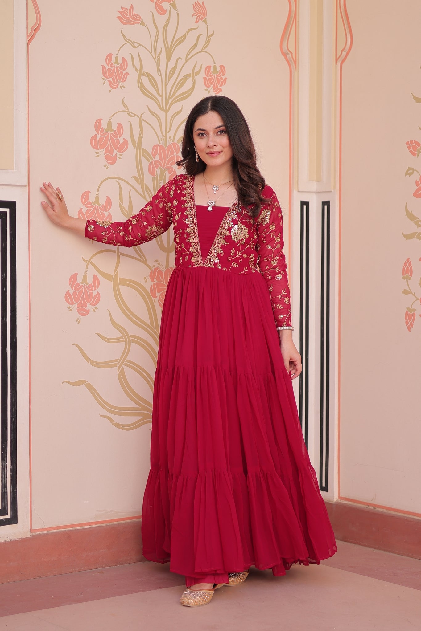 Sequins Zari Embroidered Work Wedding Designer Gown