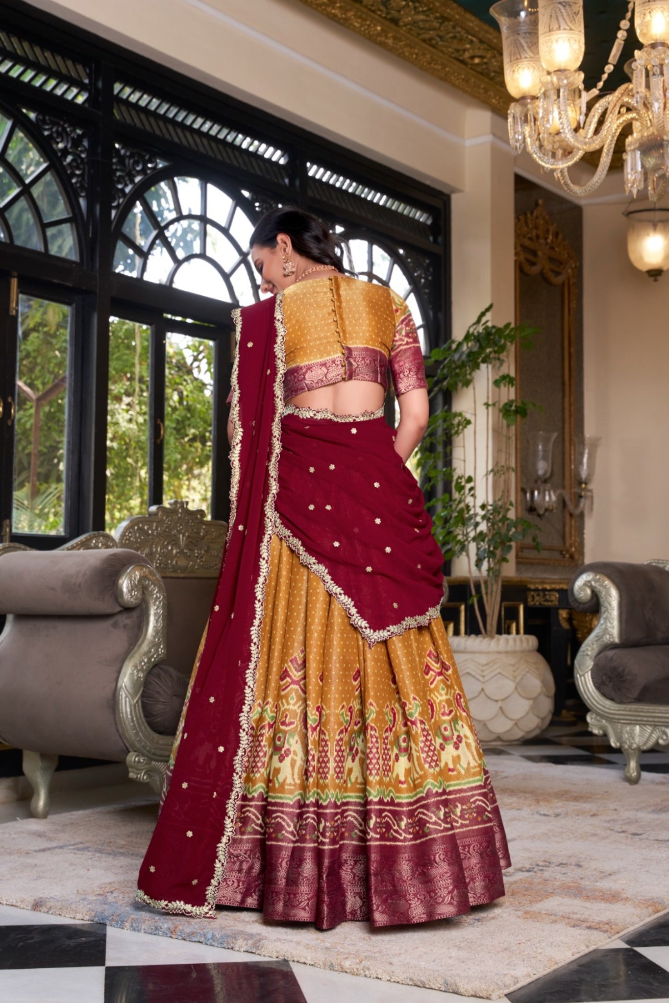Kanchipuram Silk Lehenga Set With Zari Weaving & Georgette Dupatta