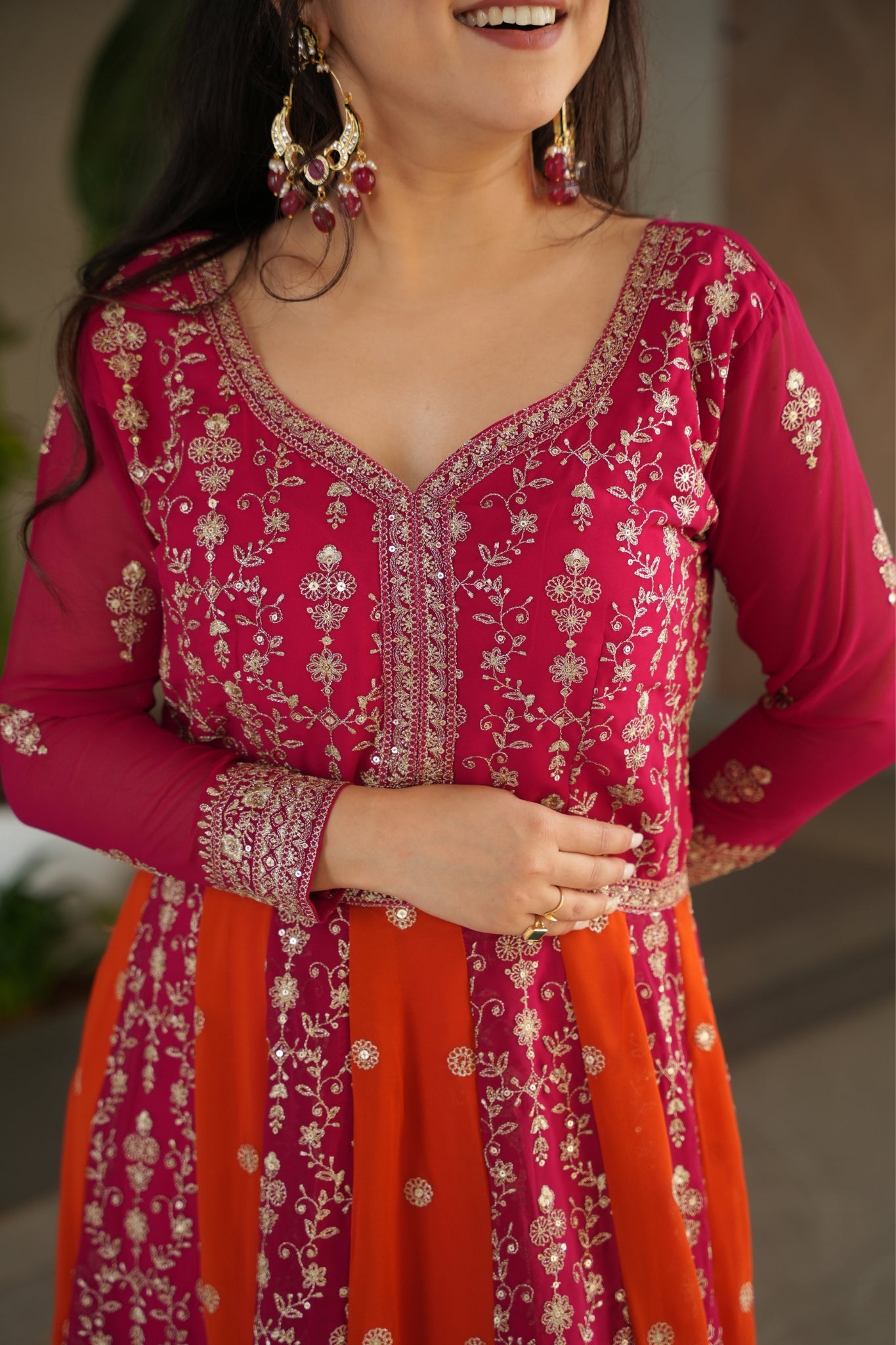 Stylish Sequins Embroidered Wedding Designer Gown