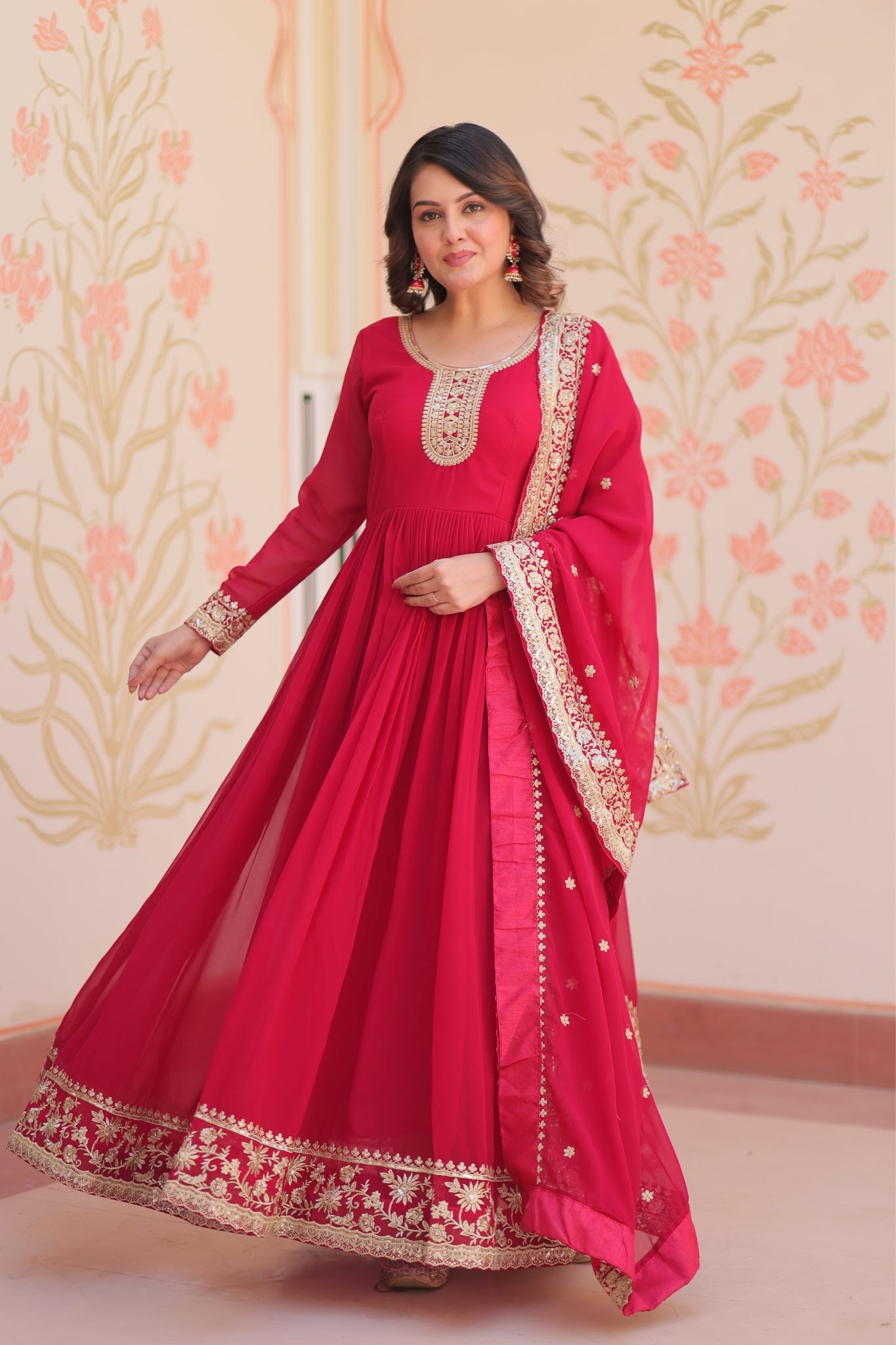 Stunning Designer Georgette Sequins Embroidered Beautiful Gown