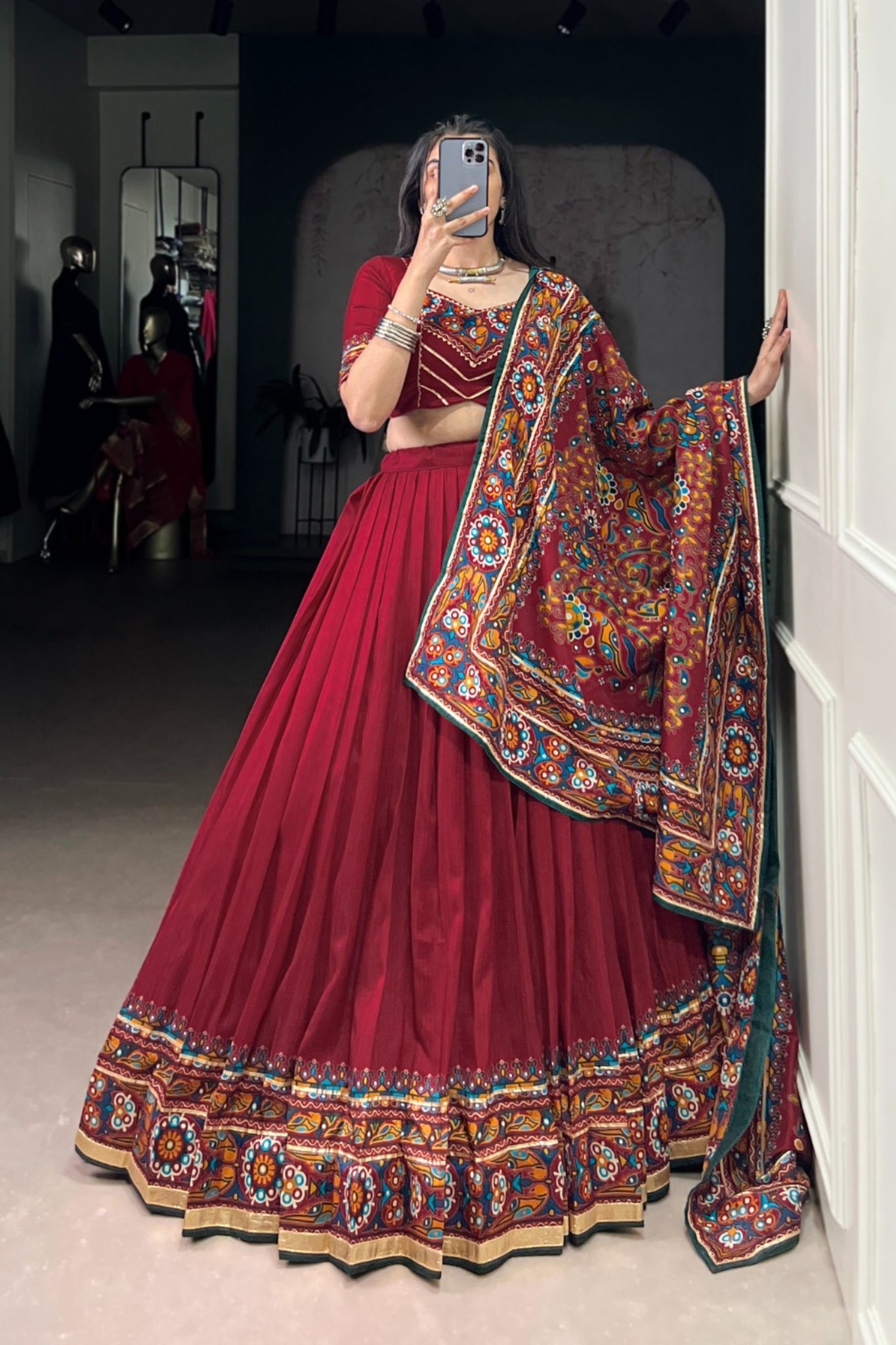 Gamthi Print Embossed Designer Beautiful Lehenga Choli