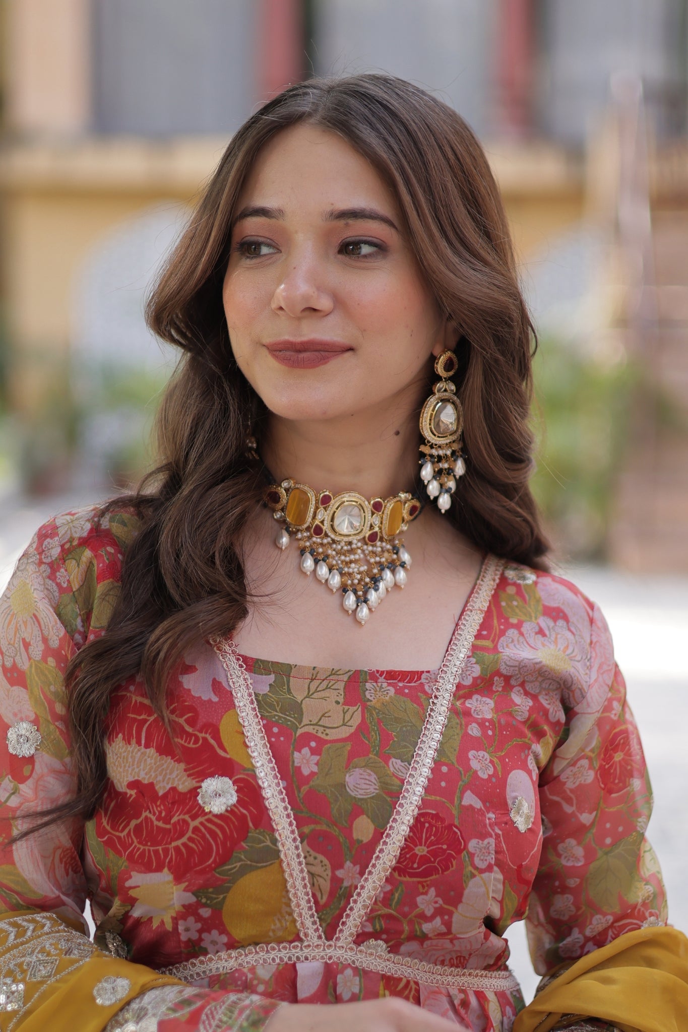 Designer Printed Gold Sequins Embroidered Work Anarkali Gown