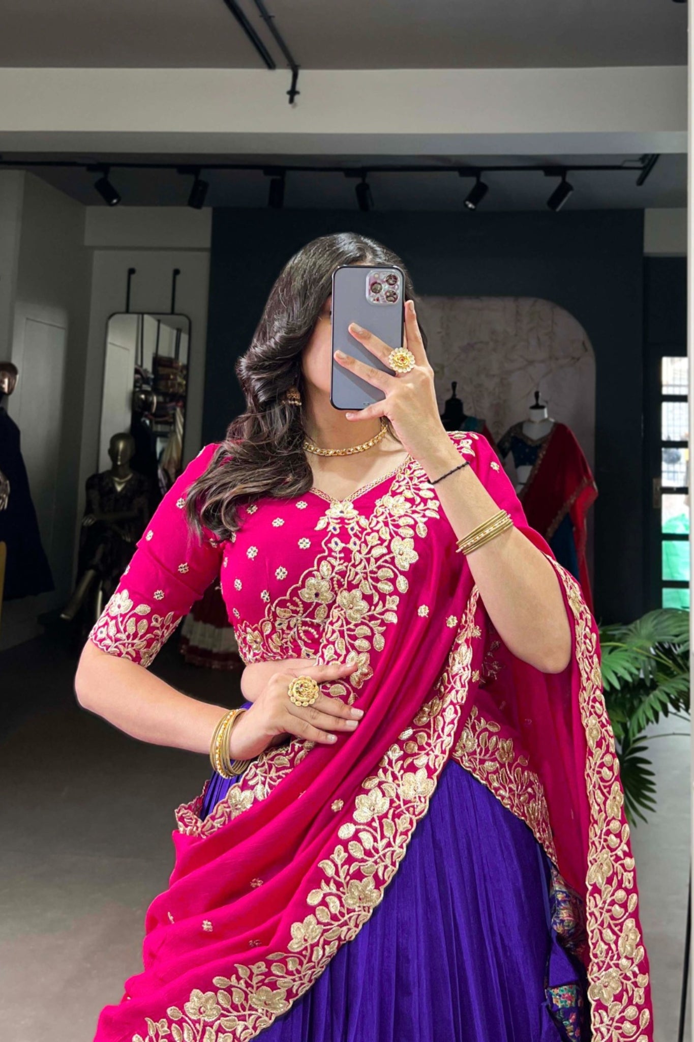 Designer Tussar Silk Printed Lehenga Set With Embroidered Blouse And Dupatta