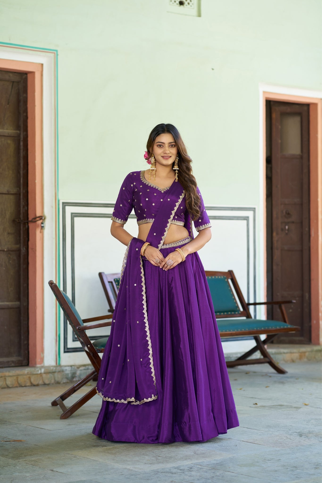 Designer Sequins And Thread Embroidery Lehenga Choli For Women