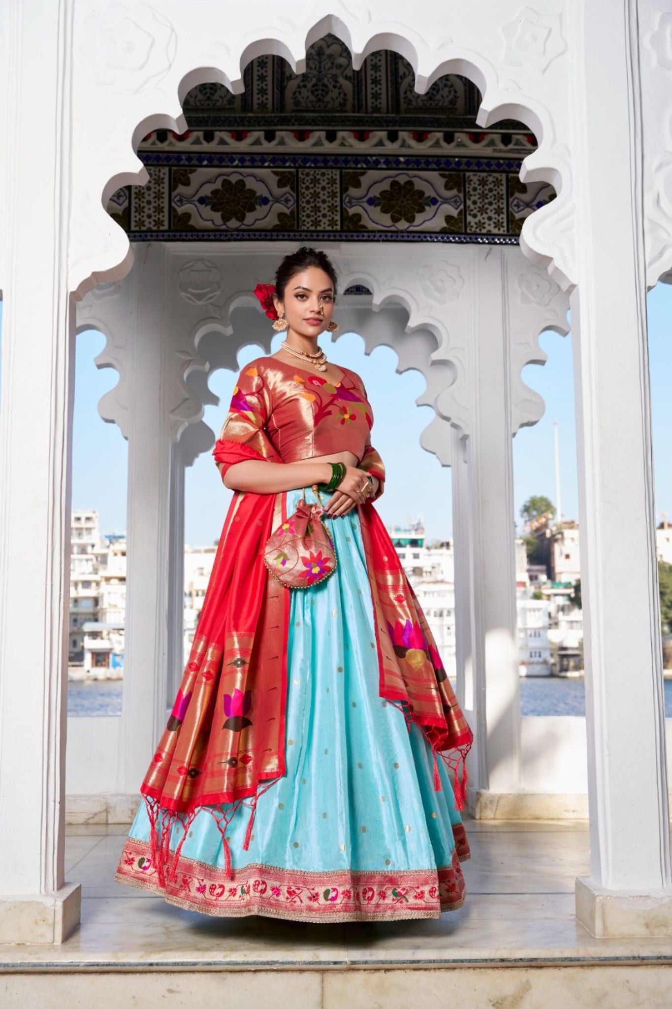 Jacquard Silk Designer Weaving Zari Work Paithani Lehenga Set
