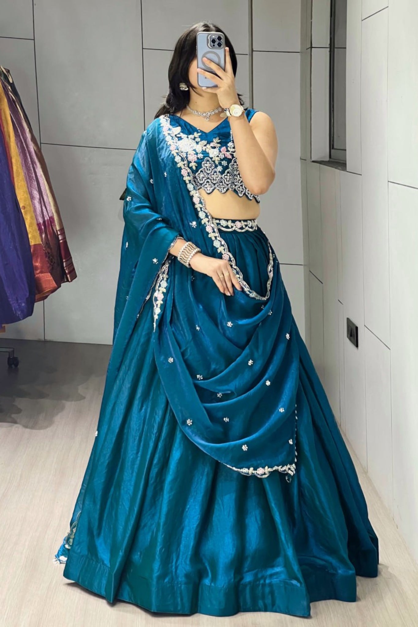 Luxury Antique Beads Work Lehenga Choli With Designer Scallop Blouse And Elegant Dupatta