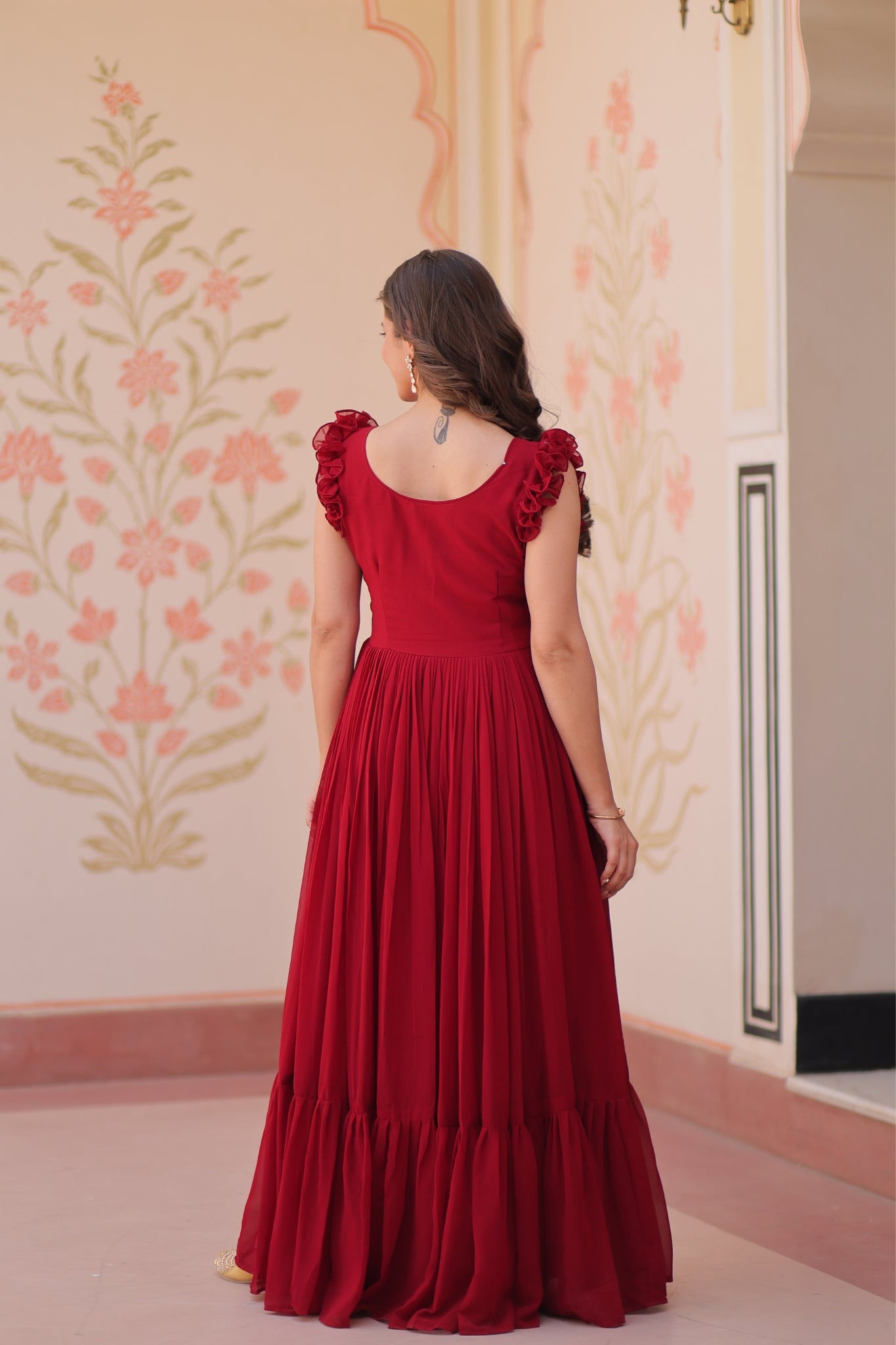 Stunning Sequins Multi Tread Beads Embroidered Work Women Gown