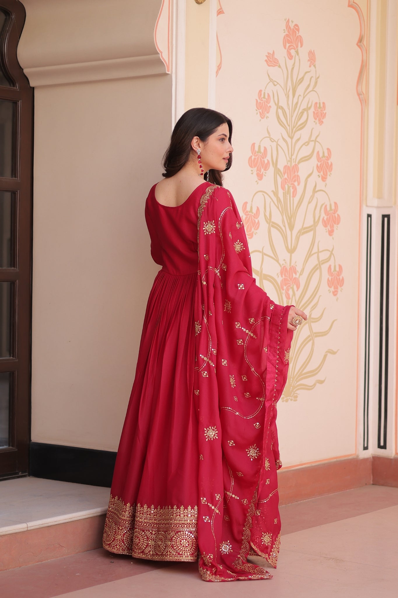 Designer Gown With Zari Sequins Elegance