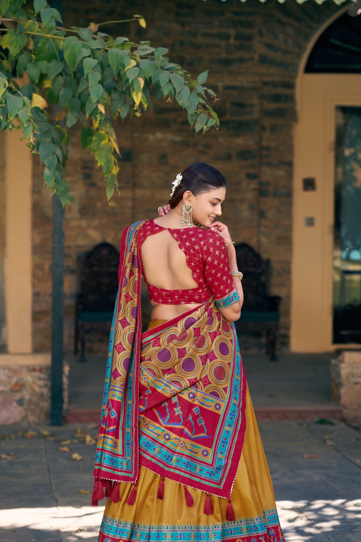 Premium Printed Festive Tasar Silk Lehenga Choli Set For Women
