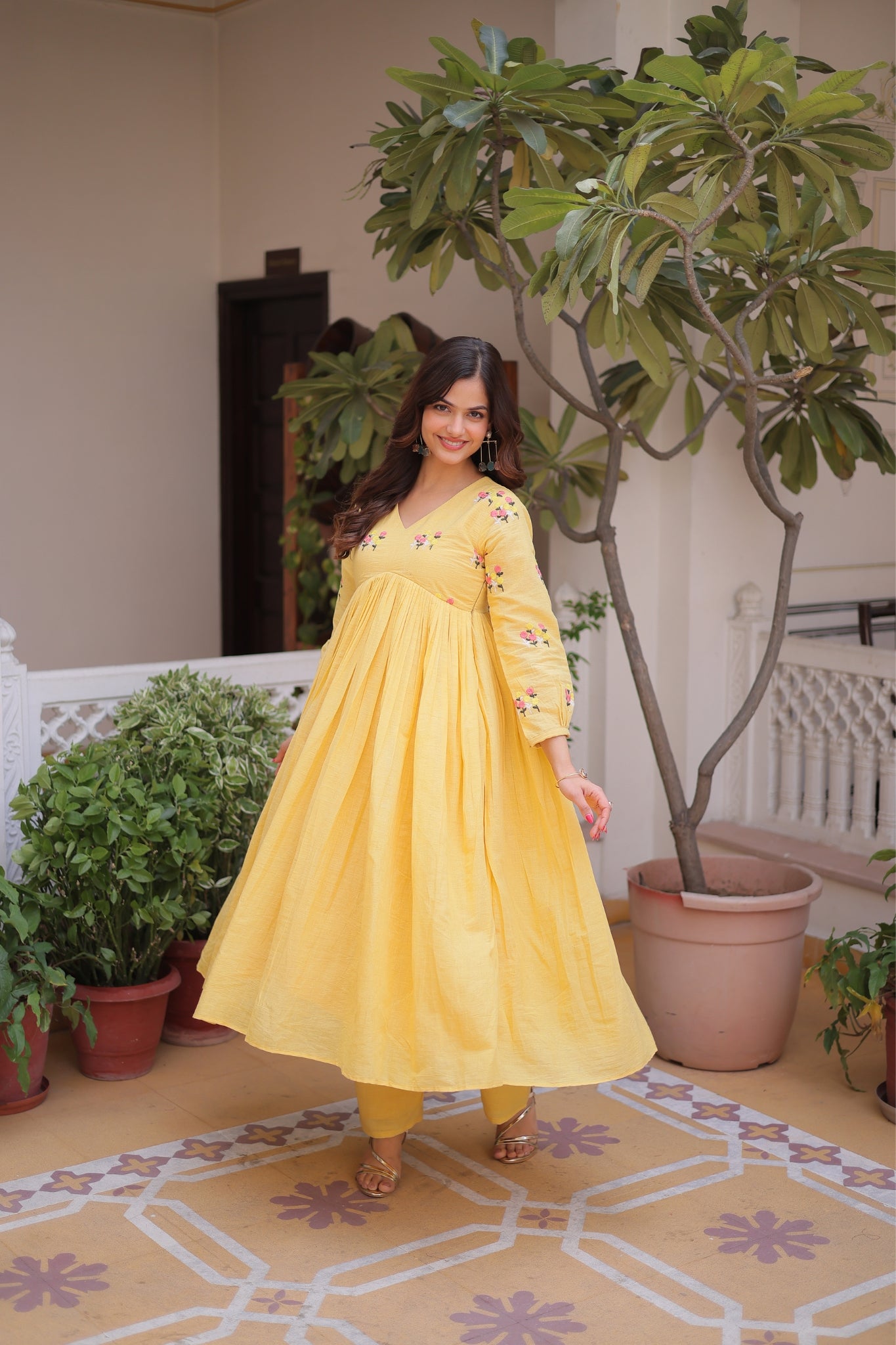 Premium Cotton Embroidered Kurti Pant Set For Women