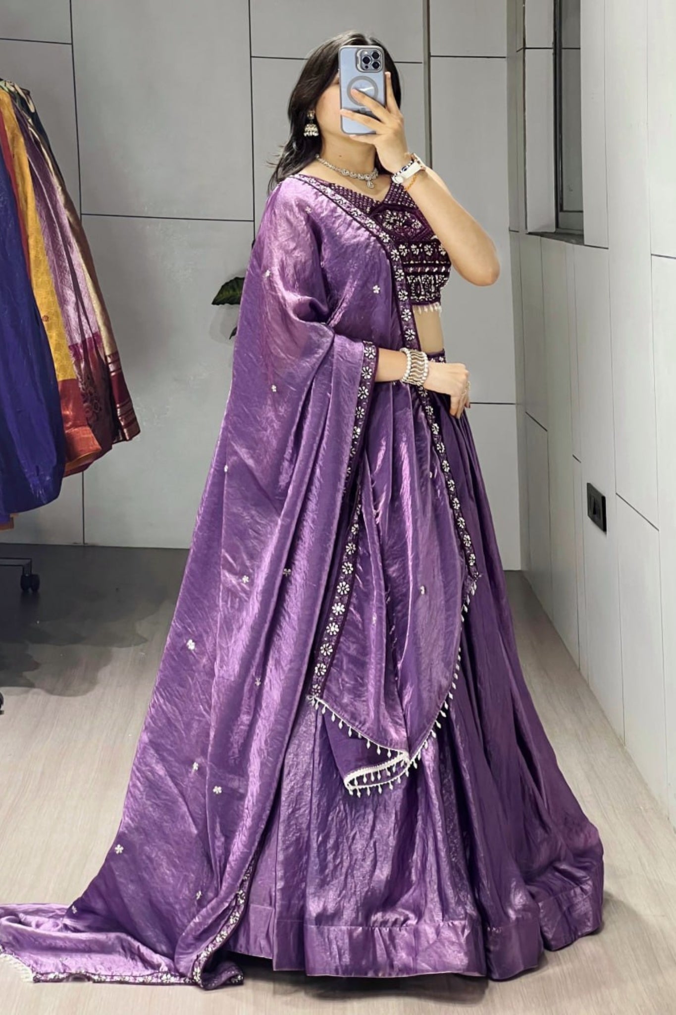 Luxury Antique Beads Work Lehenga Choli With Designer Scallop Blouse And Elegant Dupatta