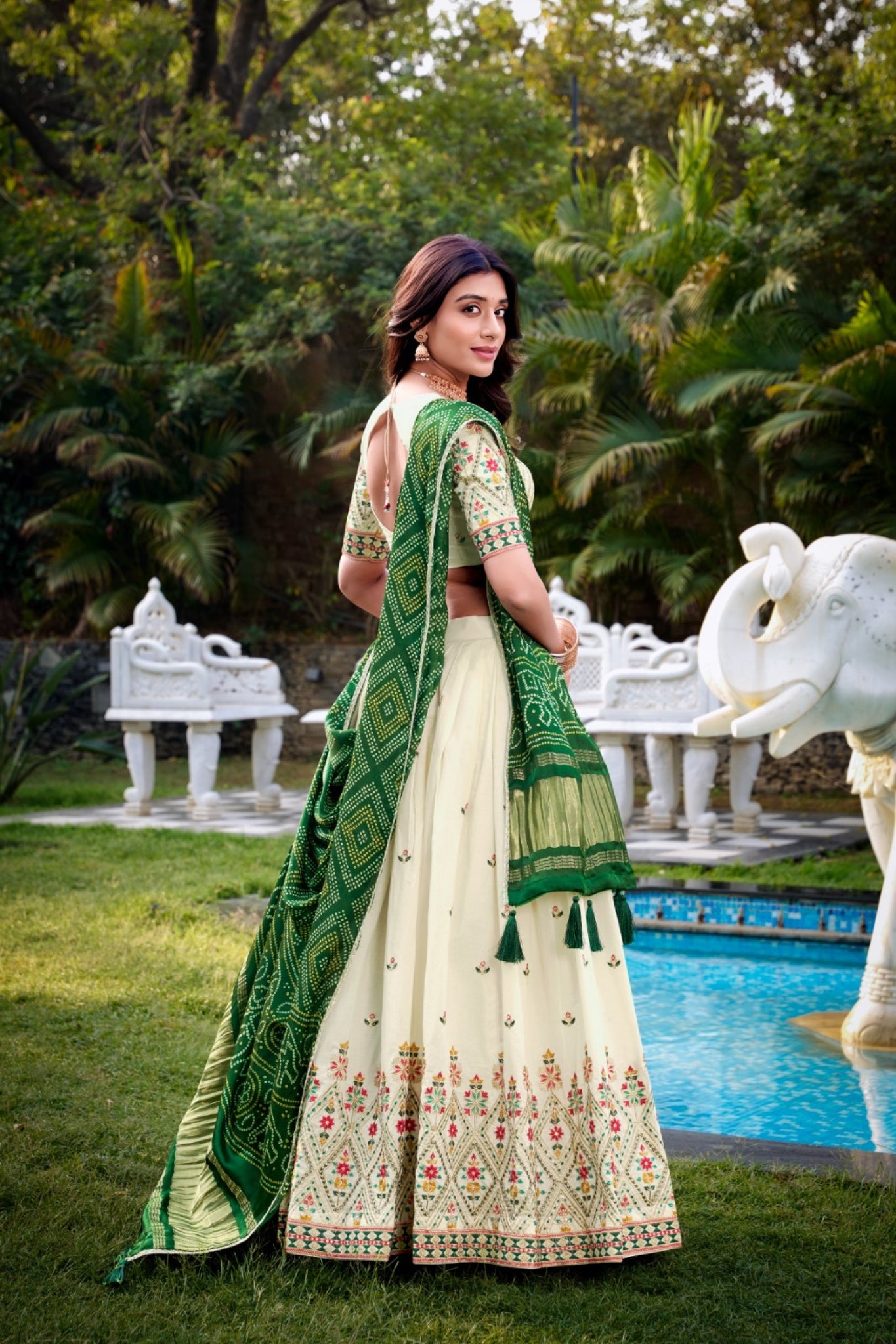Premium Stunning Designer Sequins Tread Embroidered Work Lehenga Choli With Gaji Silk Dupatta